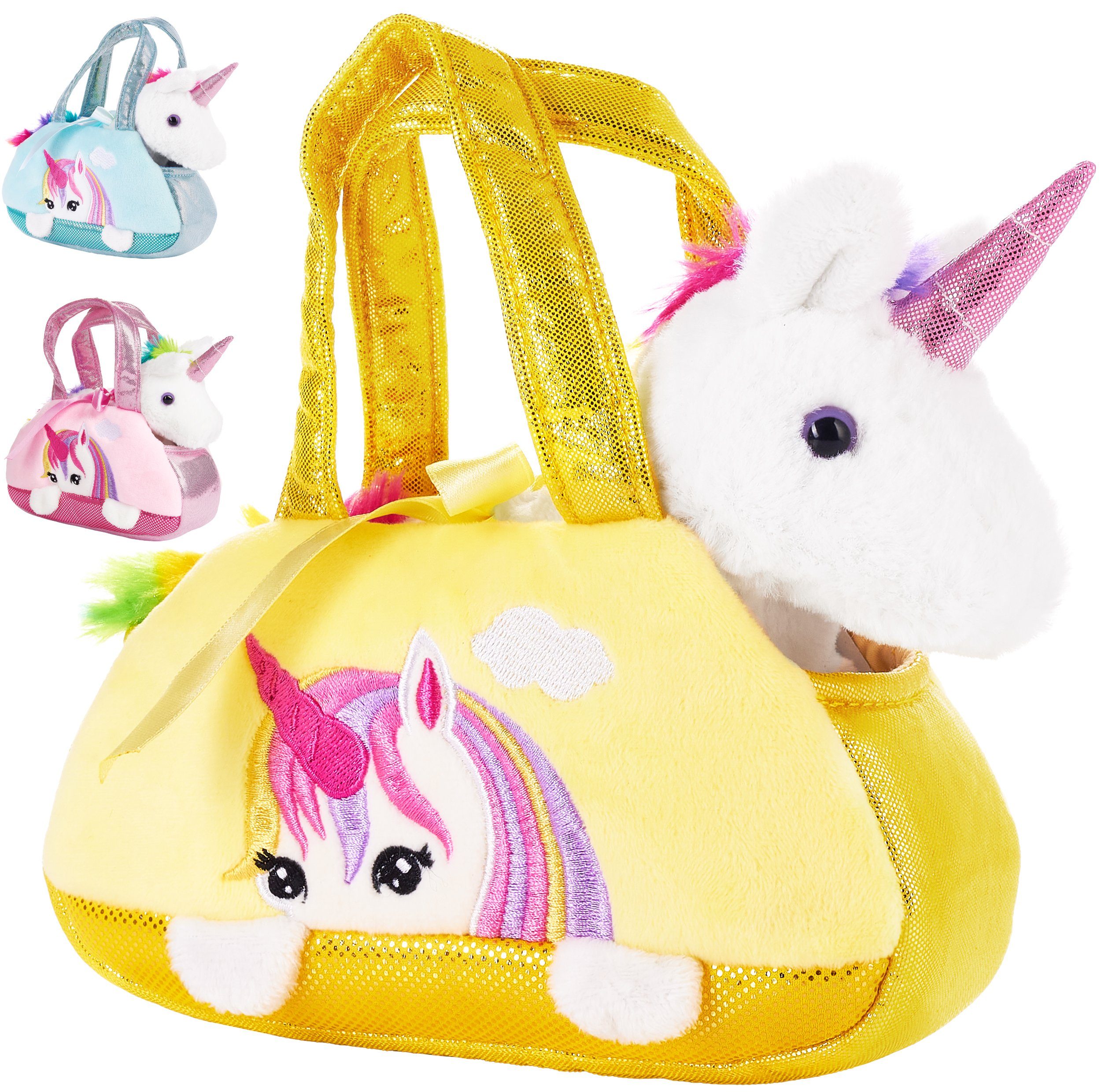 BRUBAKER Kuscheltier Einhorn Tasche Regenbogen 20 cm (1-St., Plüschtier in günstig online kaufen