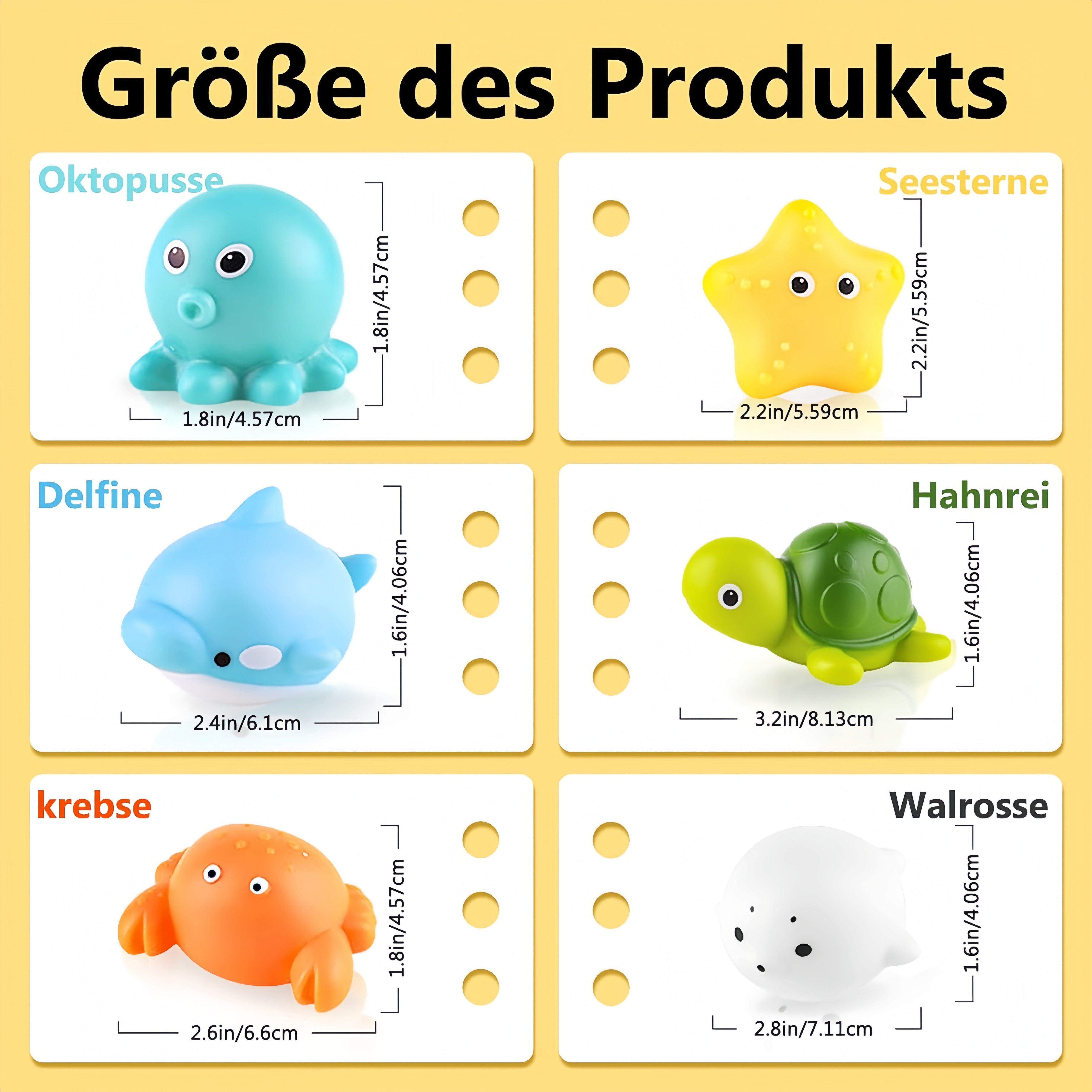 FOUORTUNATE-BEE Lernspielzeug 6-teiliges Badespielzeug-Set in Tierform (6-St), Wasserspielzeug für Kinder – ideal für Badewanne – Bild 2 von 5