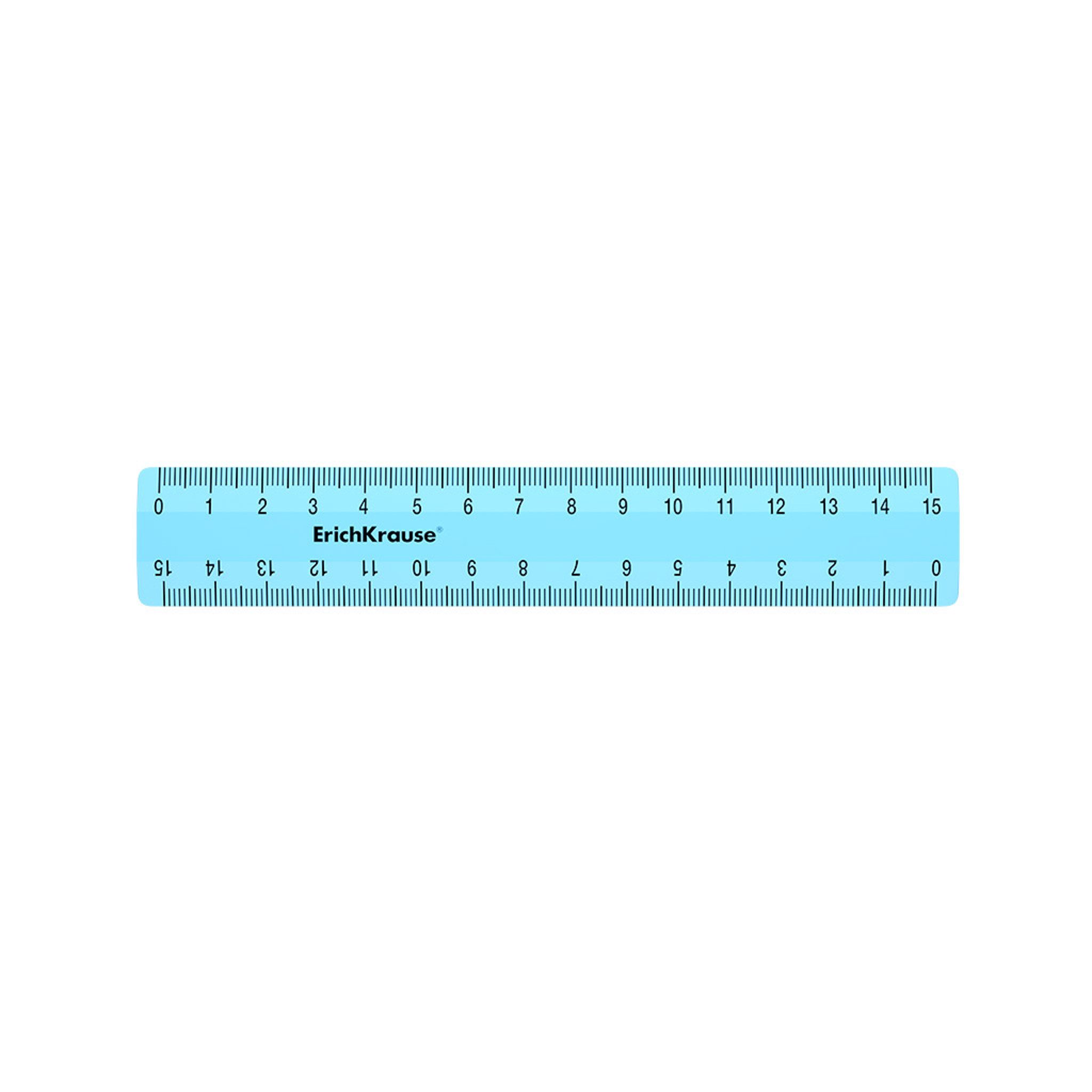 Erich Krause Lineal, Lineal 15cm doppelseitig Kunststoff 1 Stück Hellblau