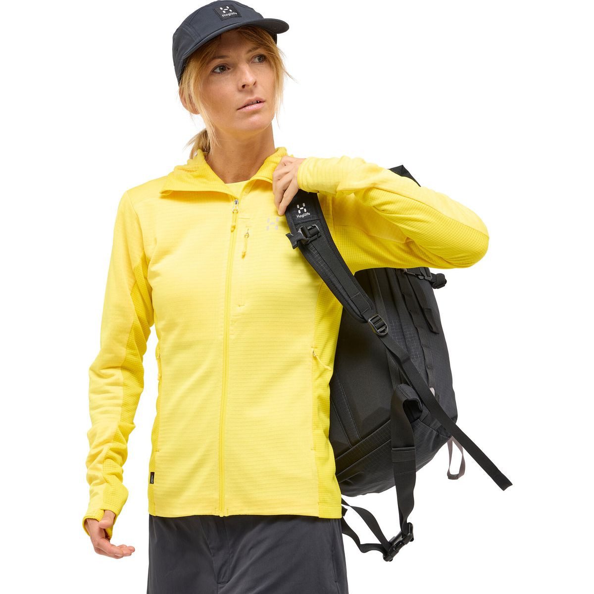 Haglöfs Fleecejacke L.I.M Mid Fast II Hood Women Perfekter Midlayer für Wanderungen mit feuchtigkeitsableitender
