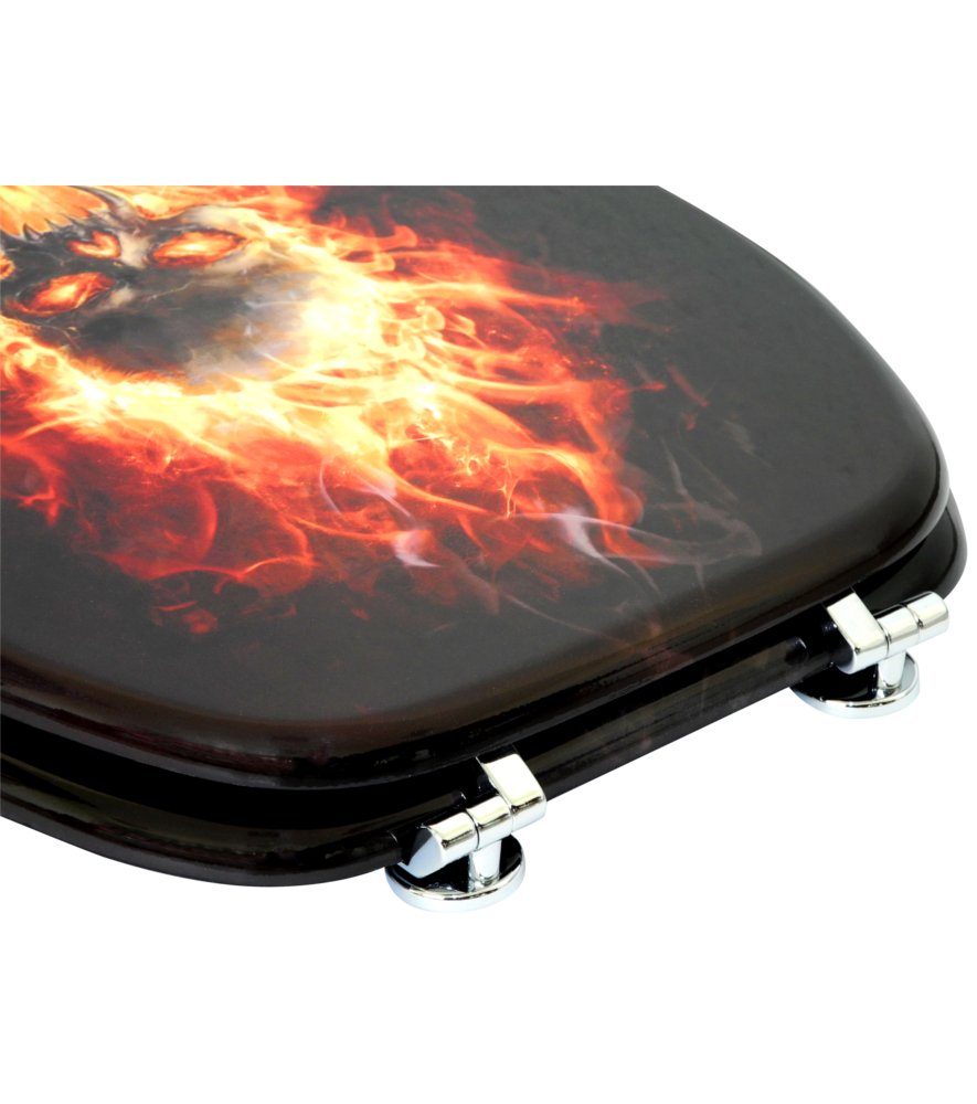 Sanilo WC-Sitz Totenkopf in Flammen, universell, leichte Montage, hochwertig & modern – Bild 5 von 5