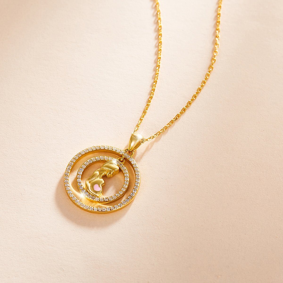 PAVELS Kette mit Anhänger Mom, Raffinierte Goldkette für (werdende) Mütter