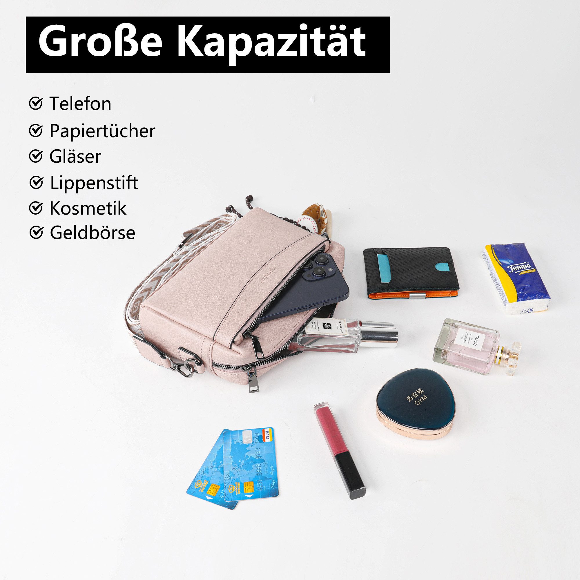 TAN.TOMI Umhängetasche Damen Schultertasche Klein Handtasche Crossbody Bag Henkeltasche (Tasche mit viel Stauraum), Für Pendeln Reise Campus Sport Rucksäcke – Bild 4 von 5