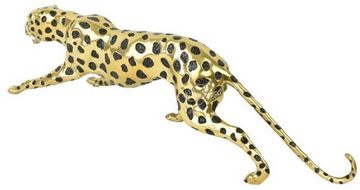 Casa Padrino Dekofigur Luxus Bronze Skulptur Gepard Gold / Schwarz 62 x 14 x H. 18 cm - Bronze Deko Figur - Bronze Tierfigur - Luxus Deko Accessoires