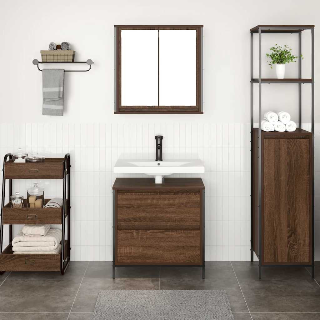 vidaXL Badezimmer-Set 2-tlg. Badmöbel-Set Braun Eichen-Optik günstig online kaufen