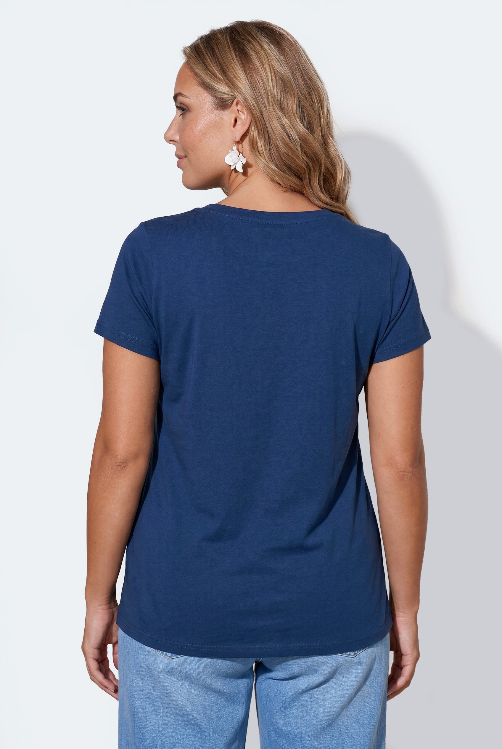 Angel of Style T-Shirt T-Shirt A-Linie Blumen-Motiv Halbarm