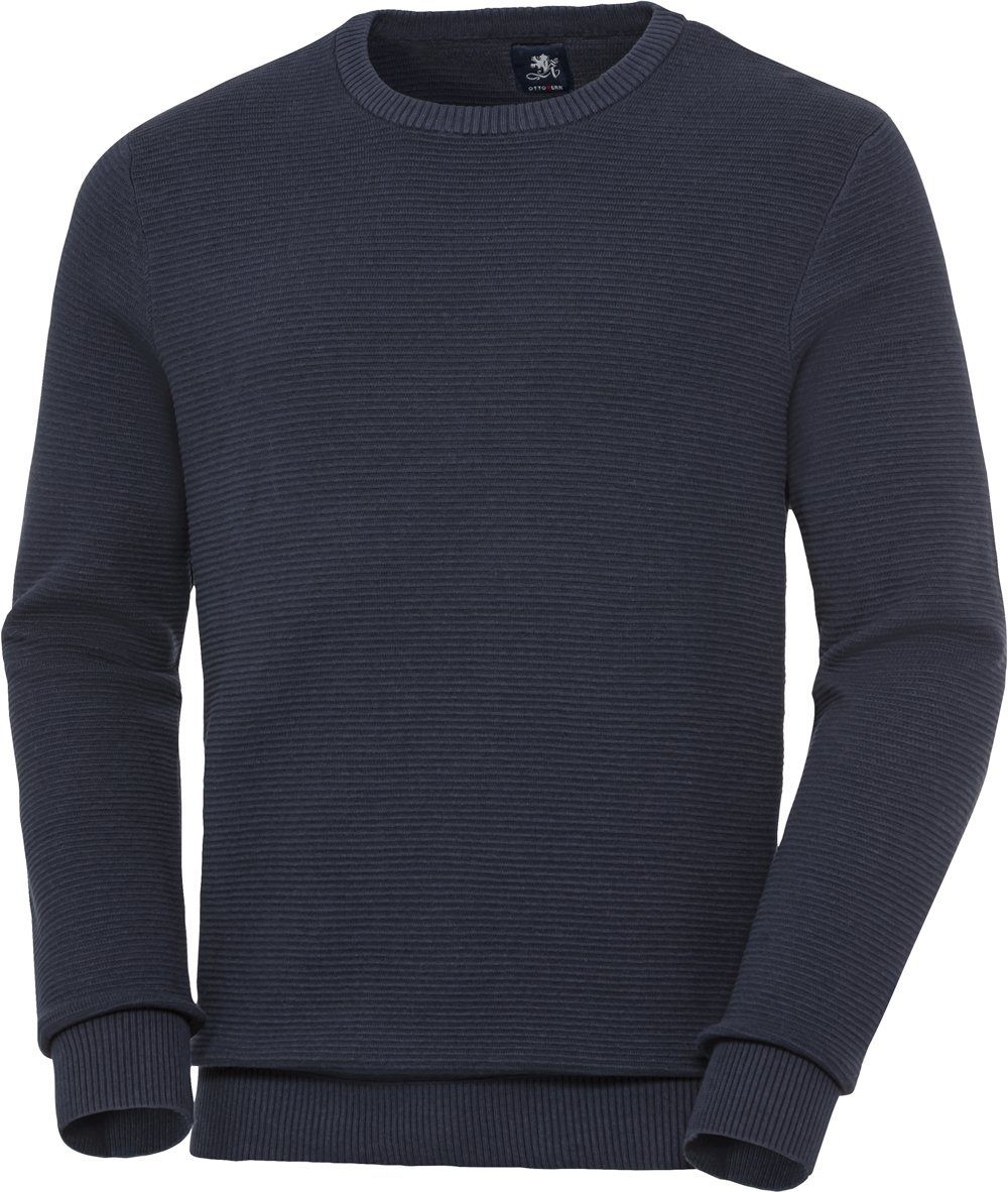Otto Kern Rundhalspullover in sportlicher Rippstruktur