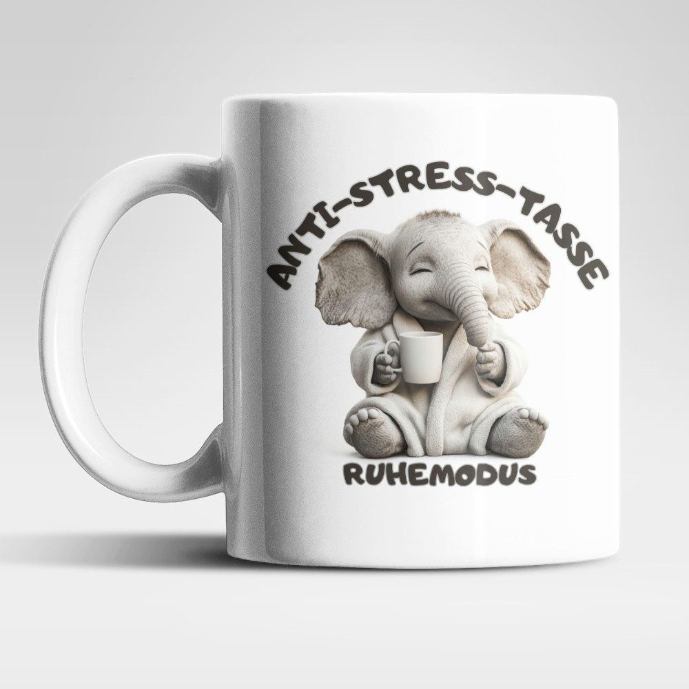 WS-Trend Tasse Anti Stress Ruhemodus Elefant Kaffeetasse Teetasse Tasse Geschenkidee, Keramik, 325 ml