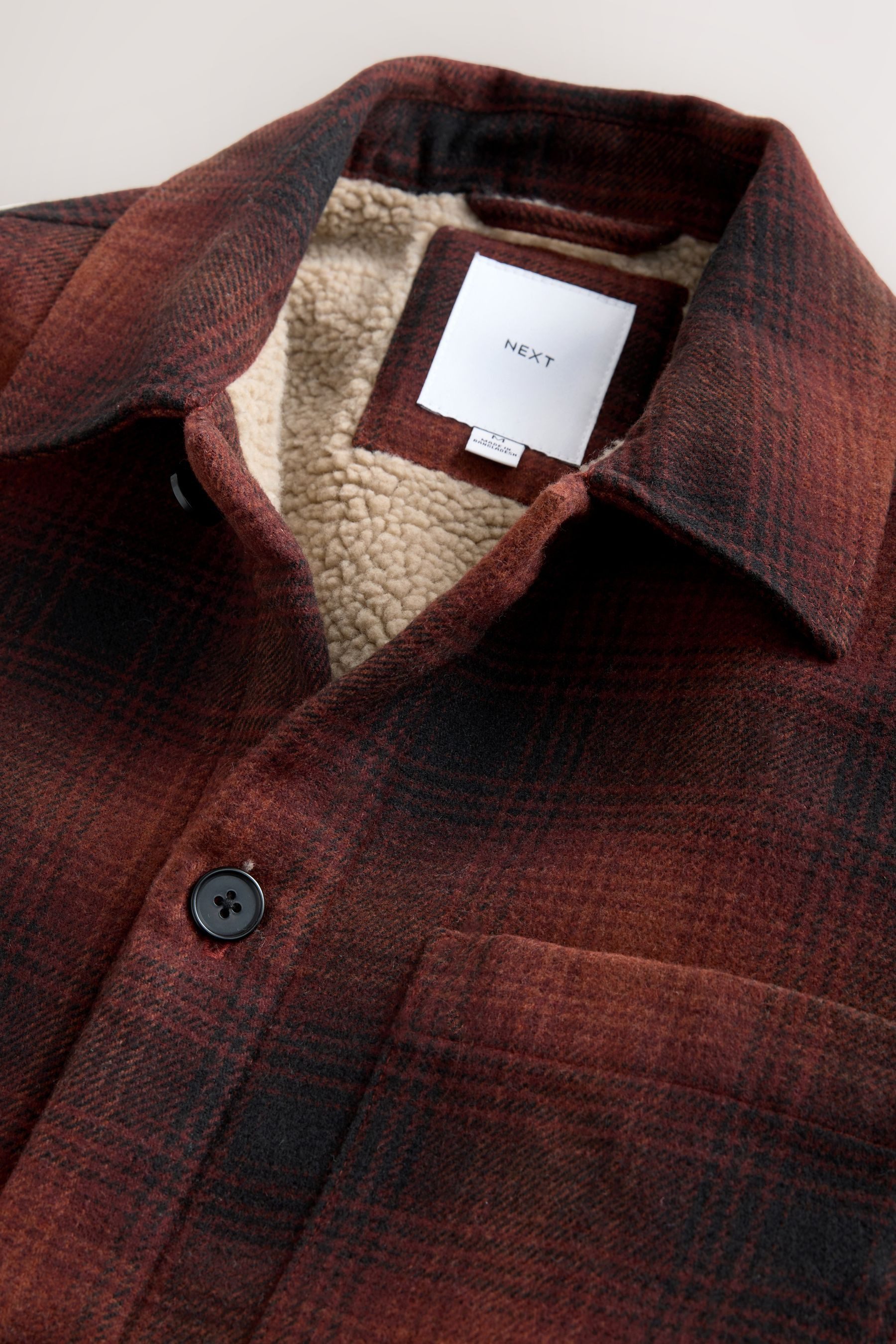 Next Hemdjacke Karierte Hemdjacke mit Teddyfellfutter (1-St)