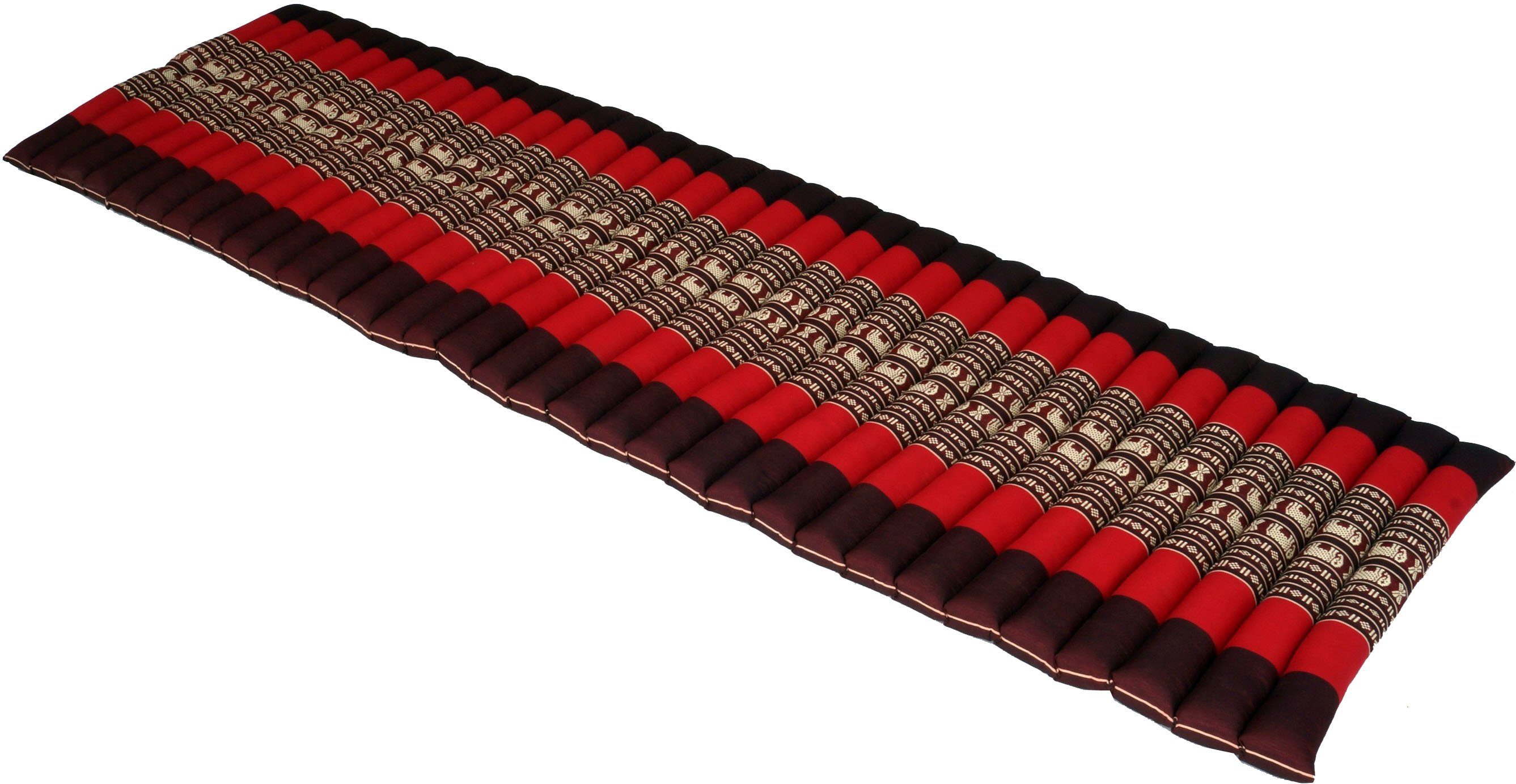 Bodenmatte Thaimatte, rot/weinrot Rollbare Sitzkissen Kapokfüllung.. Guru-Shop mit