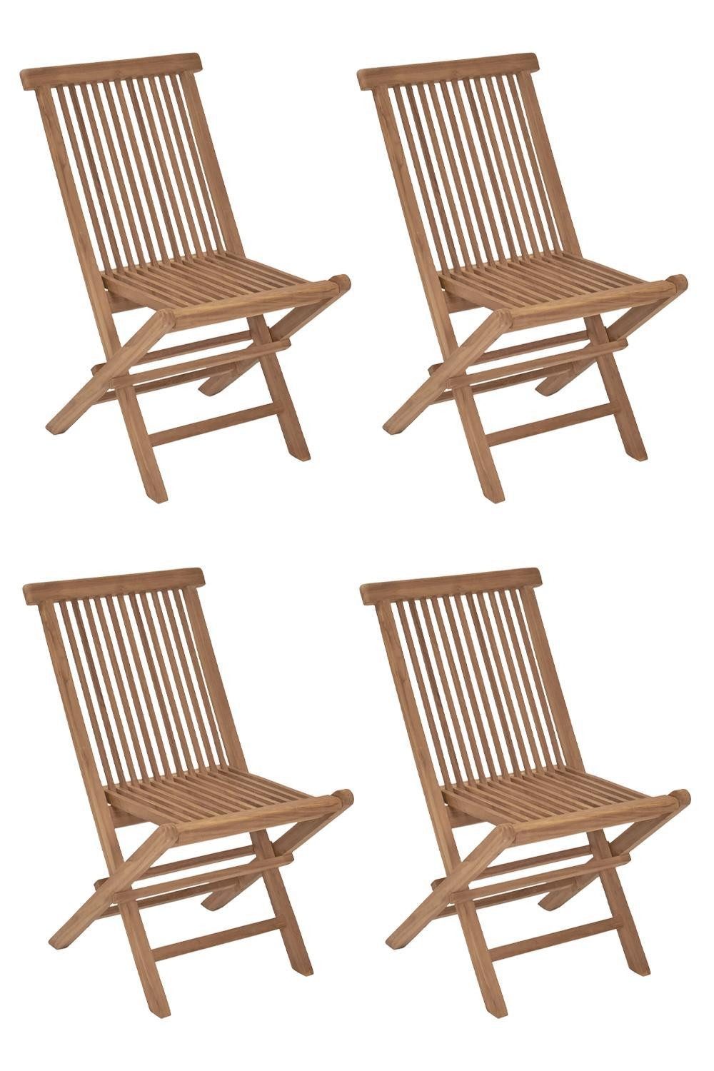 Outdoor Klappstuhl RIVA, Braun, Teakholz massiv, Klappbar, (Set, 4 St), B 43 x H 89 x T 47 cm