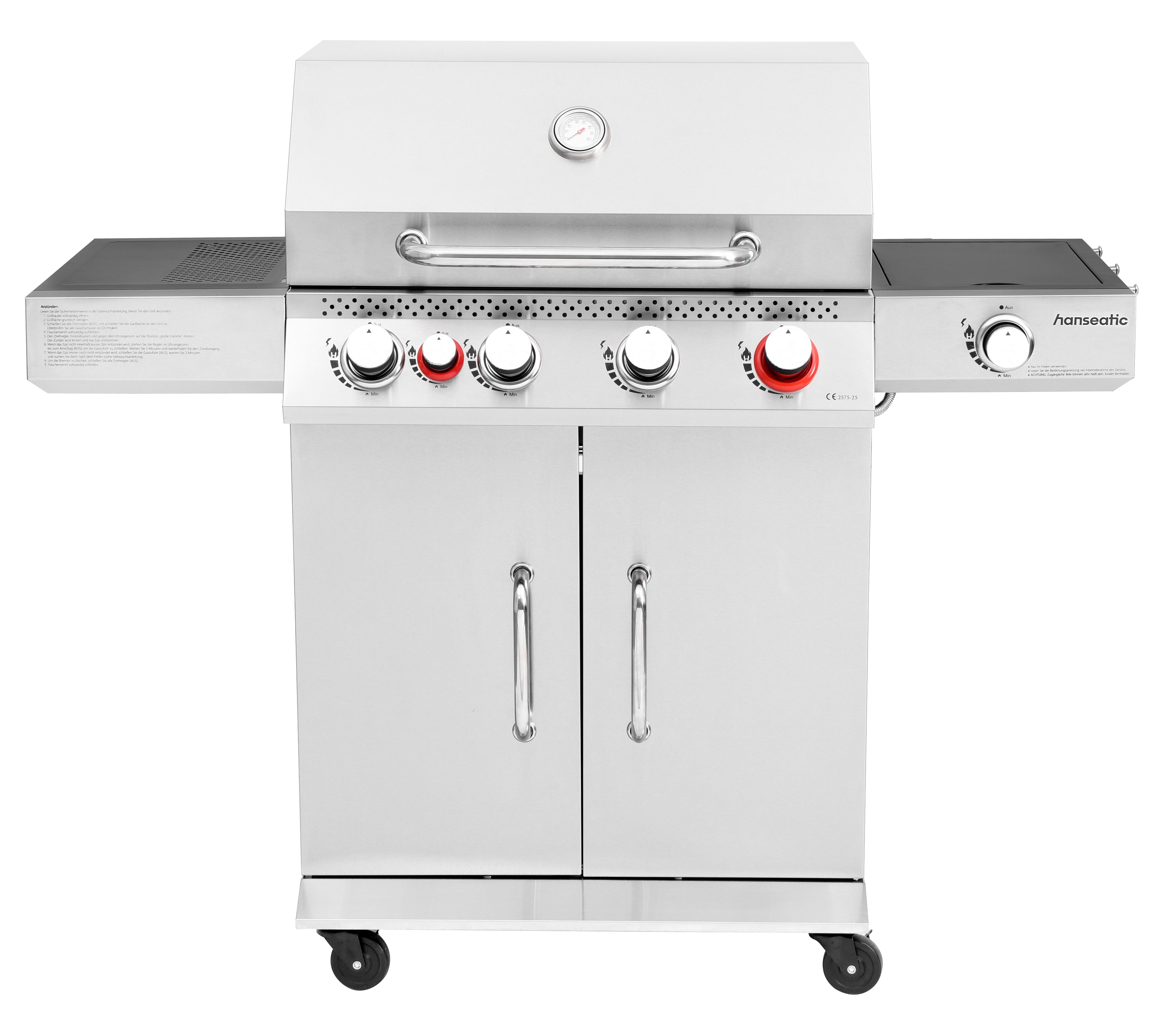 Hanseatic Gasgrill Memphis, 19 kW Gesamtleistung, Infrarot-Heckbrenner, Hochleistungs-Turbobrenner