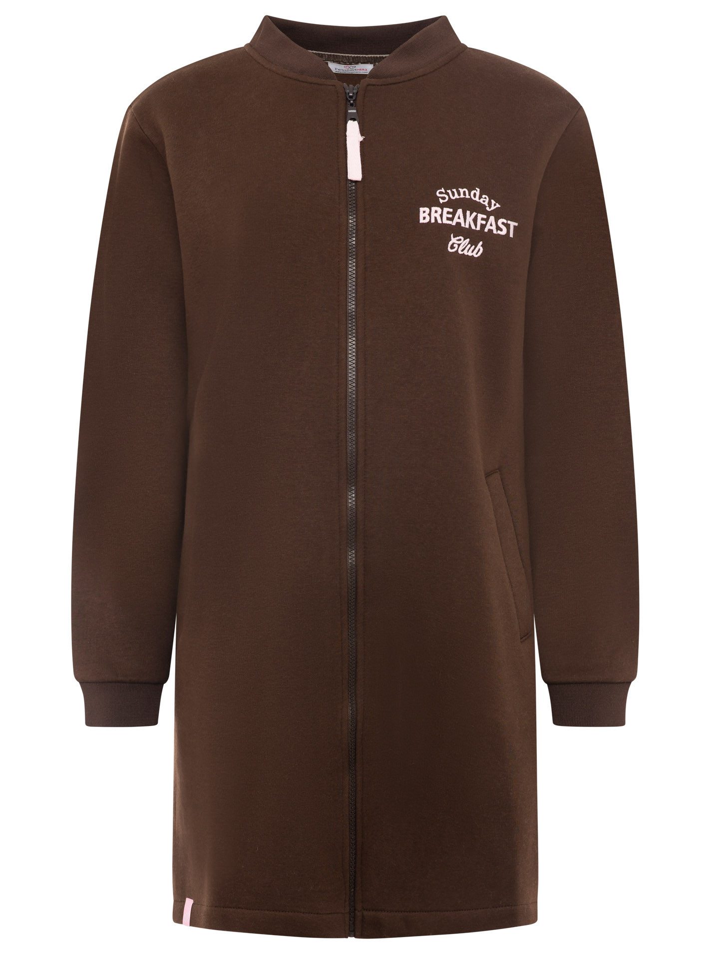 Zwillingsherz Sweatjacke Bombermantel "Sunday Breakfast" innen mit Fleece, Reißverschluss