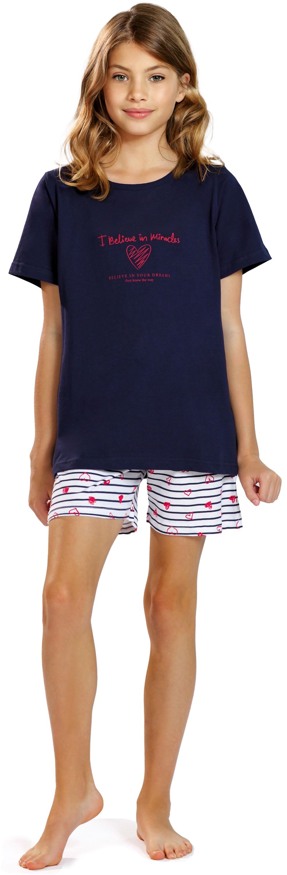 comtessa Schlafanzug Comte Kids (Set, 2 tlg., 2-teilig) Mädchen Pyjama Shorty Kurzarm Baumwolle