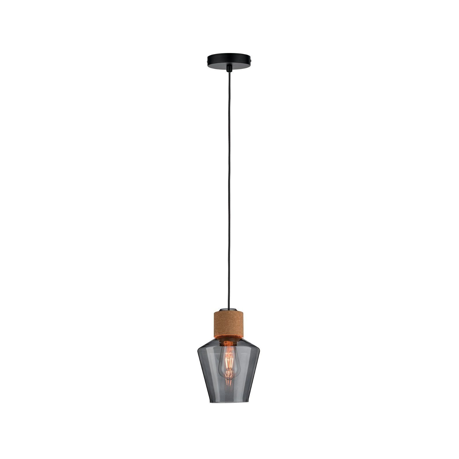 Paulmann Pendelleuchte Neordic Edla max. 1x20W Rauchglas/Kork/Schwarz 230V, ohne Leuchtmittel, E27