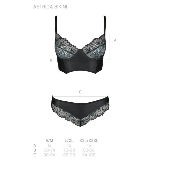 Blue Passion® Set: Bügel-BH PE Astrida bikini 2pcs set black XXL/XXXL