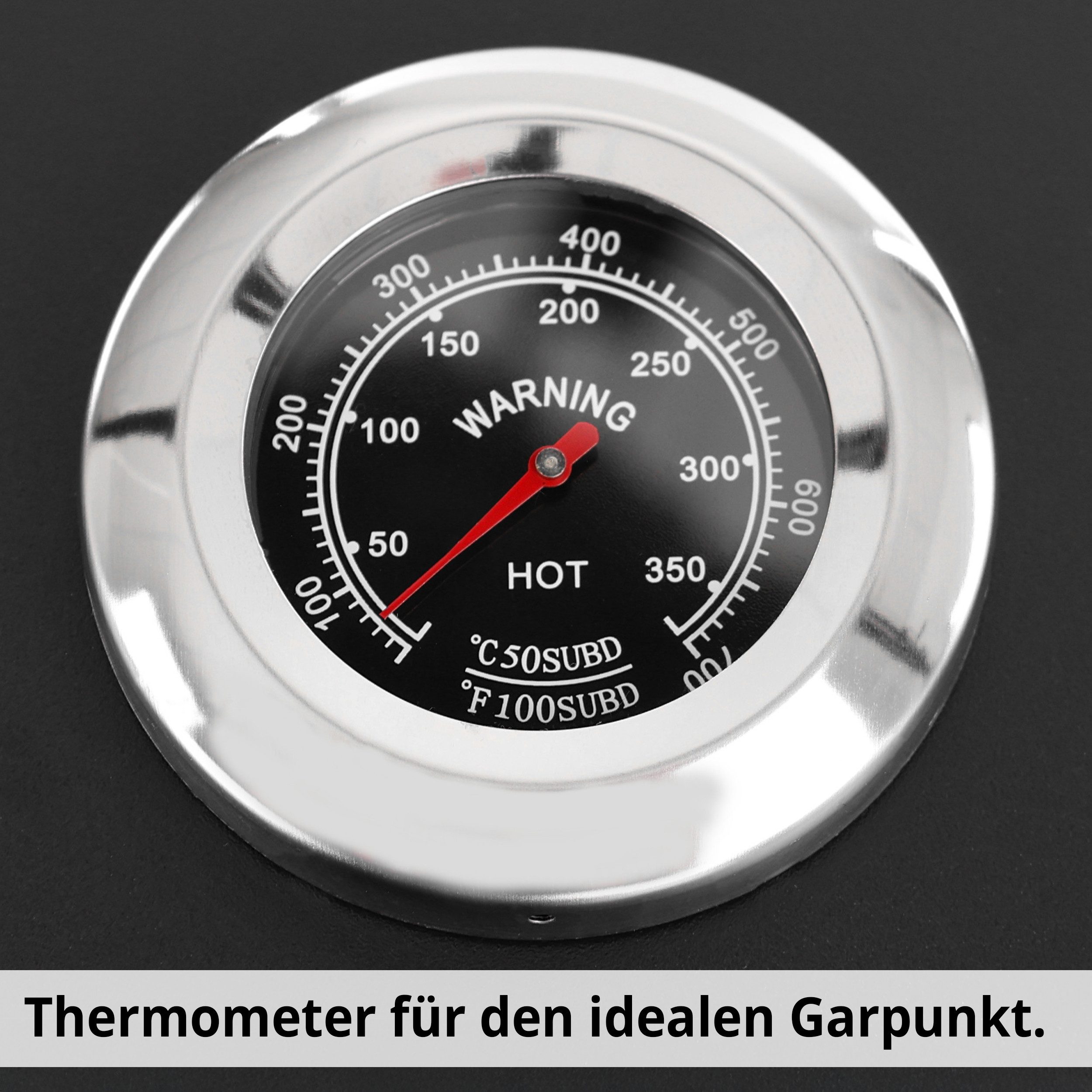 Hecht Holzkohlegrill XXL mit Deckel Thermometer Transporträder, integrierter Flaschenöffner, Ascheschublade – Bild 4 von 5