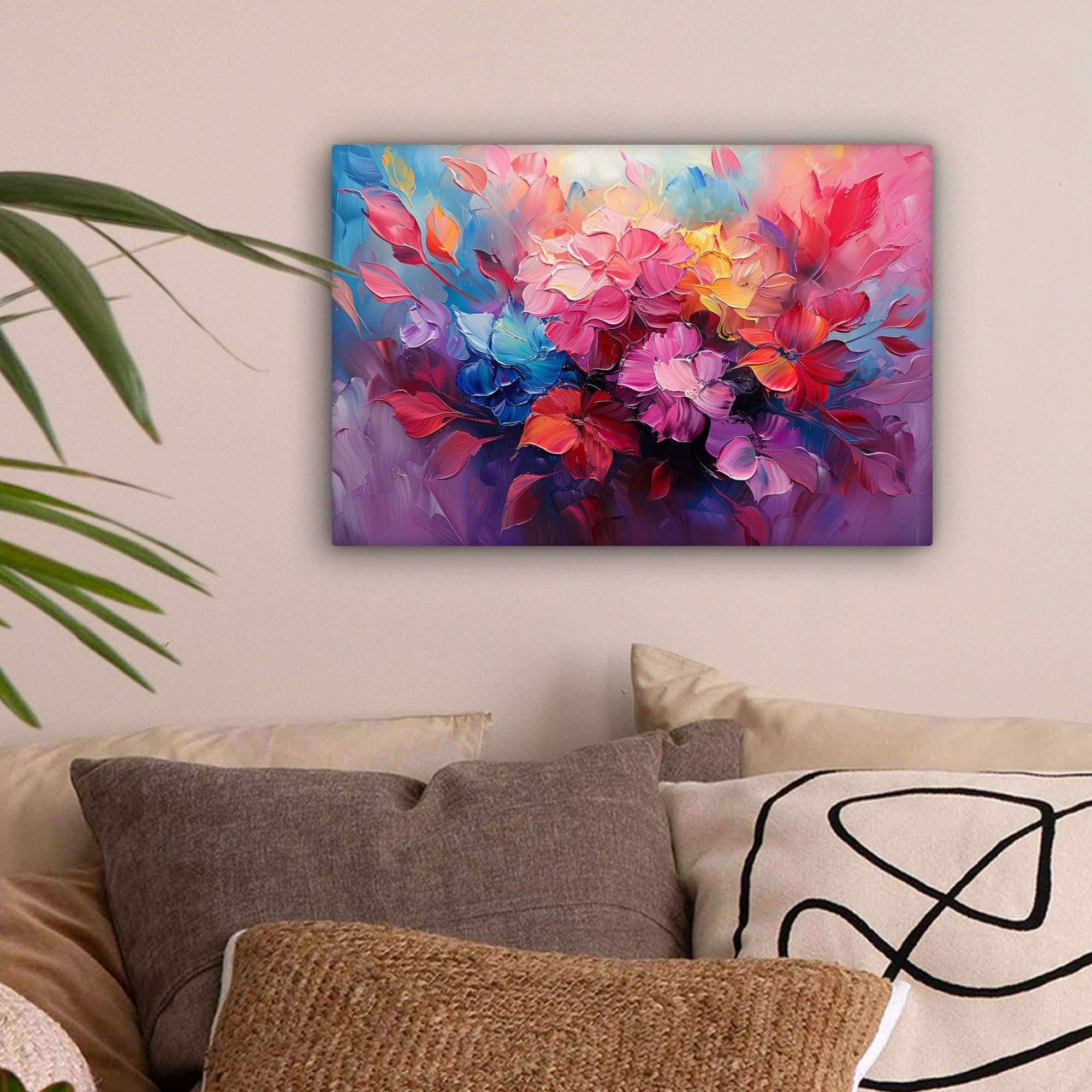 OneMillionCanvasses® Leinwandbild Blumen - Malerei - Abstrakt - Farbenfroh, günstig online kaufen