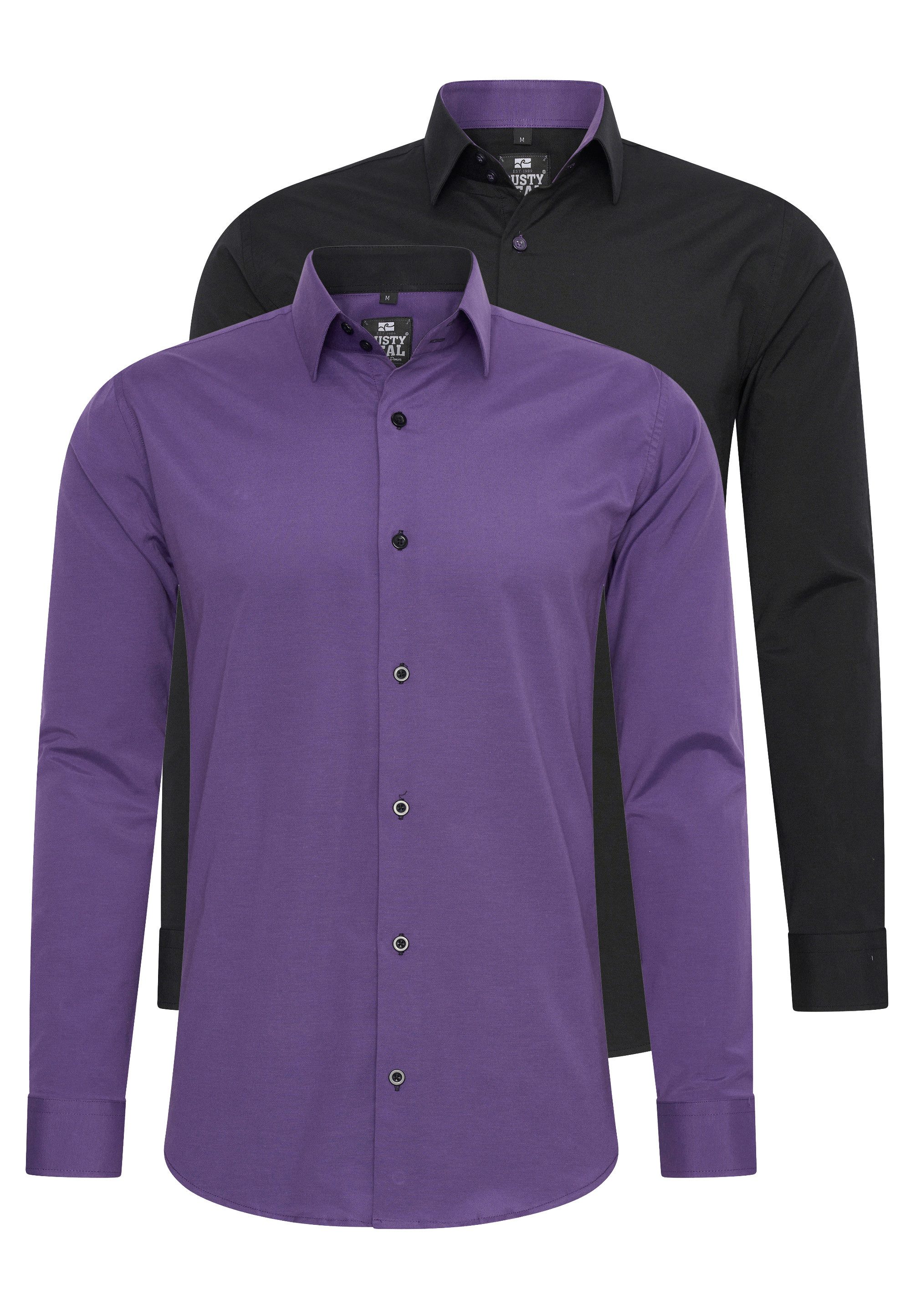 Rusty Neal Langarmhemd im Slim-Fit geschnitten