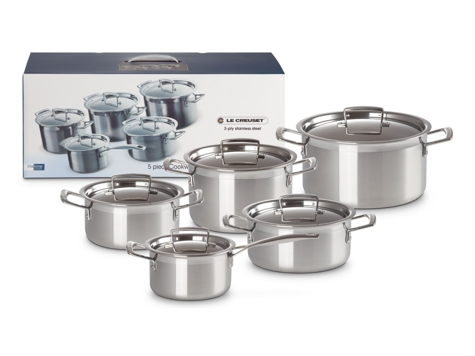LE CREUSET Topf-Set 3-ply Kochgeschirr-Set 5tlg, Edelstahl