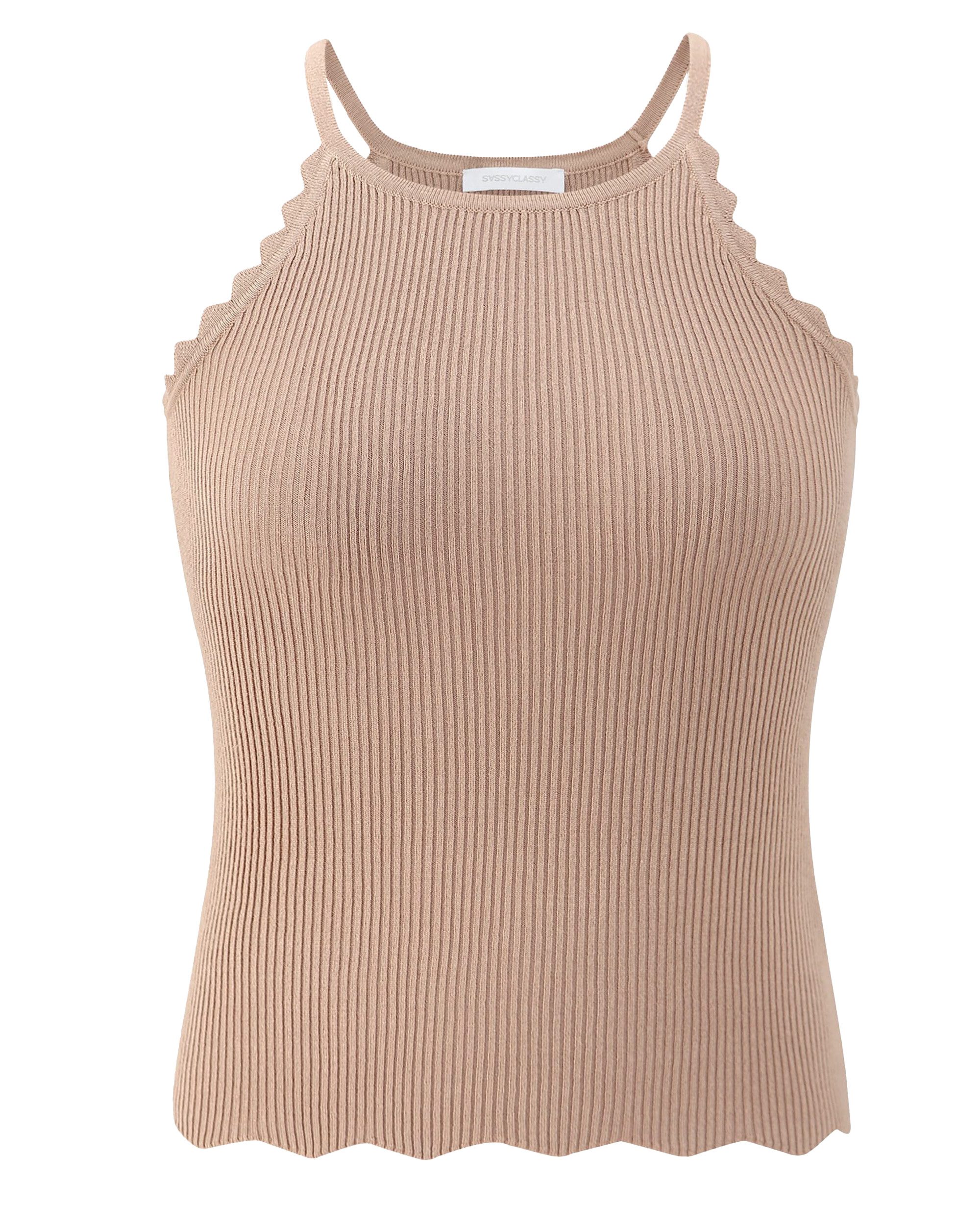 SASSYCLASSY Stricktop Strick Top mit Bogenkante für Damen Feines Top aus Vi günstig online kaufen