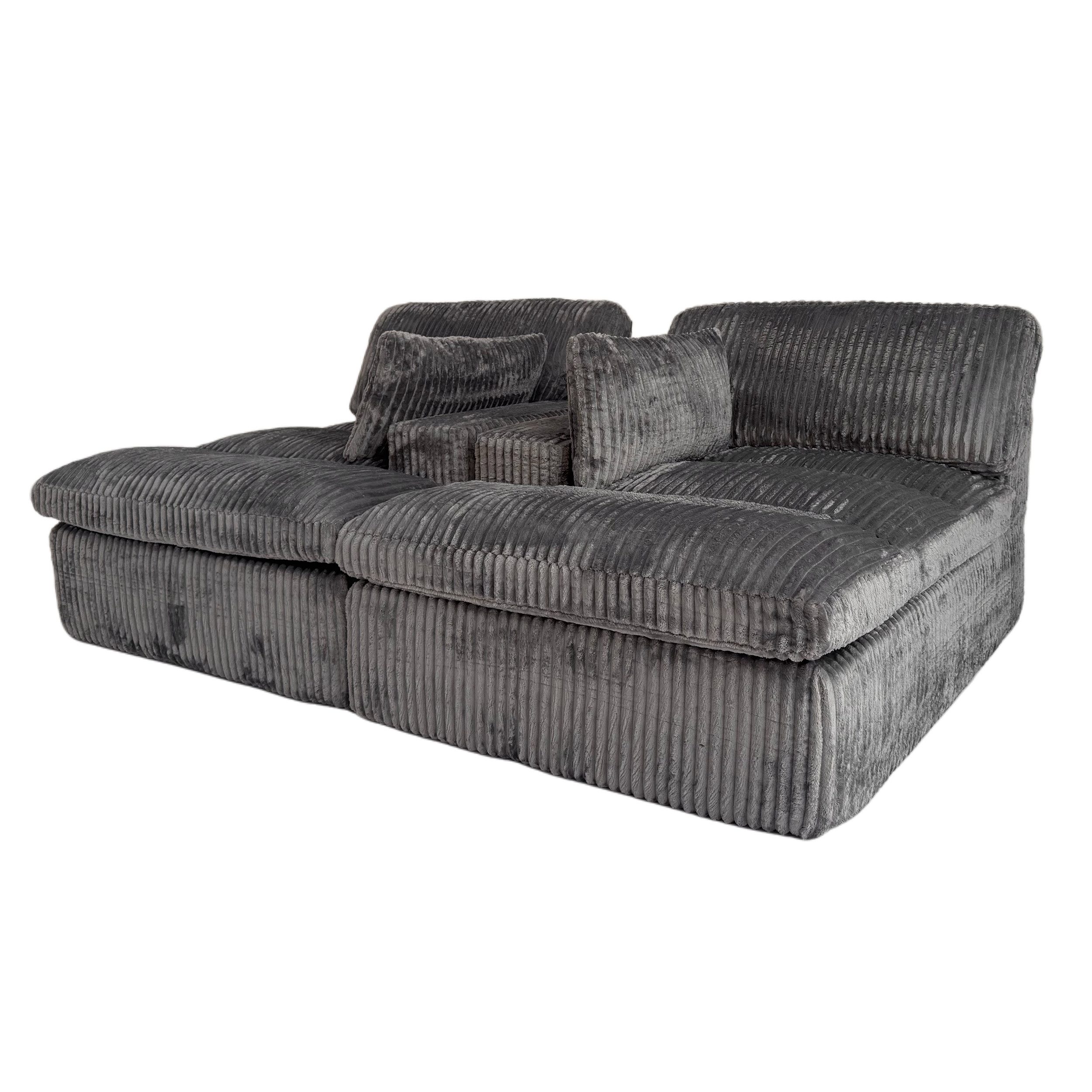 WHEELYOU Sofa Cordsofa 2-Sitzer mit Bettfunktion, modernes Schlafsofa für Wohnzimmer, Weicher Cordbezug, flexible Kombination & ideal für kleine Räume
