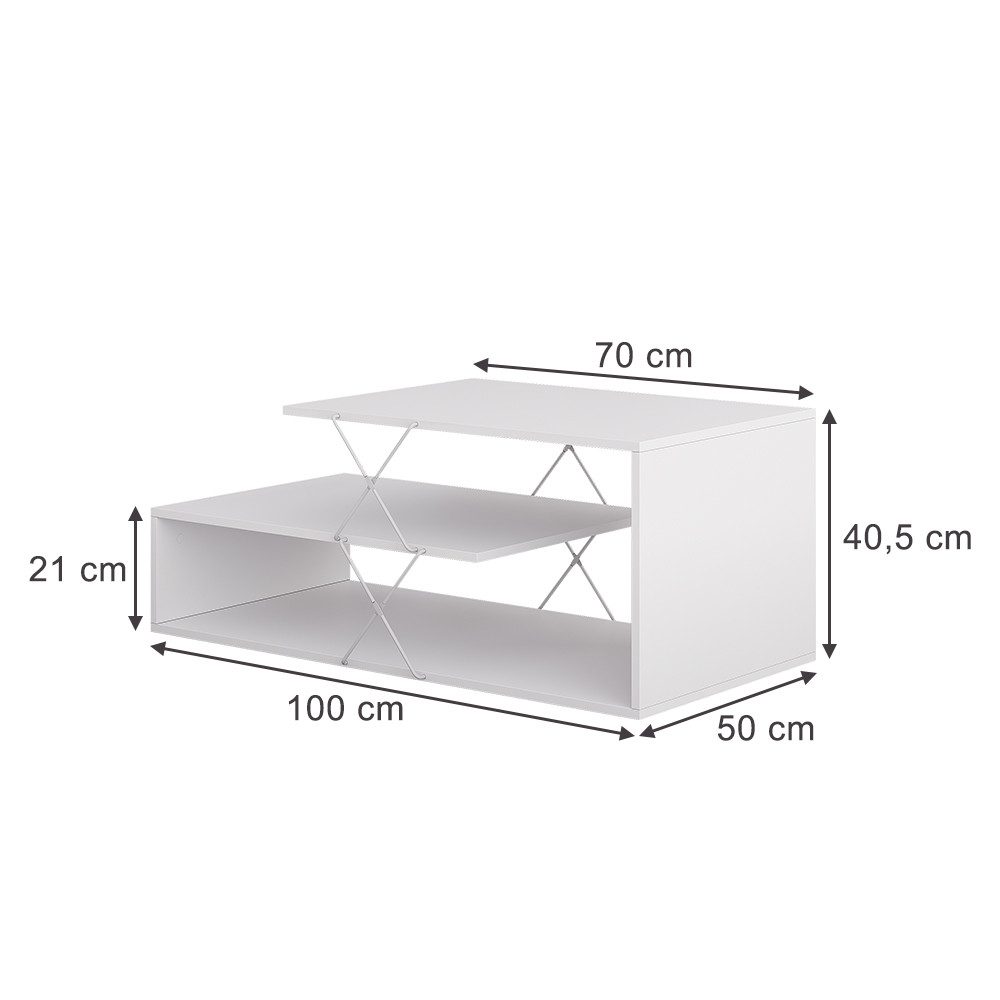 Vicco Couchtisch Nario, Weiß, 100 x günstig online kaufen