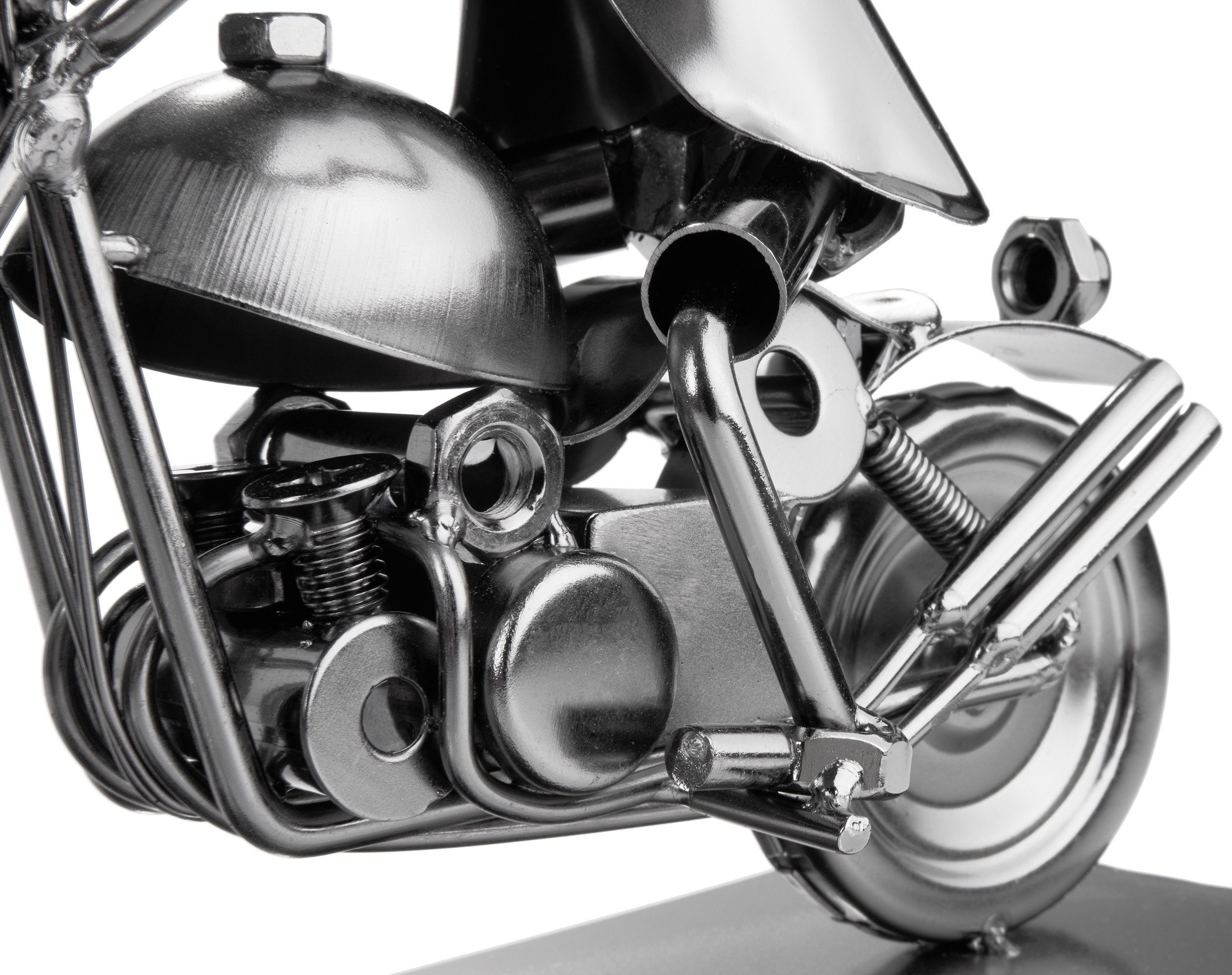 BRUBAKER Dekofigur Metallskulptur Schraubenmännchen Motorradfahrer (1 St., Metallfigur), Geschenkfigur für Motorradfahrer*innen und Motorradfans – Bild 5 von 5