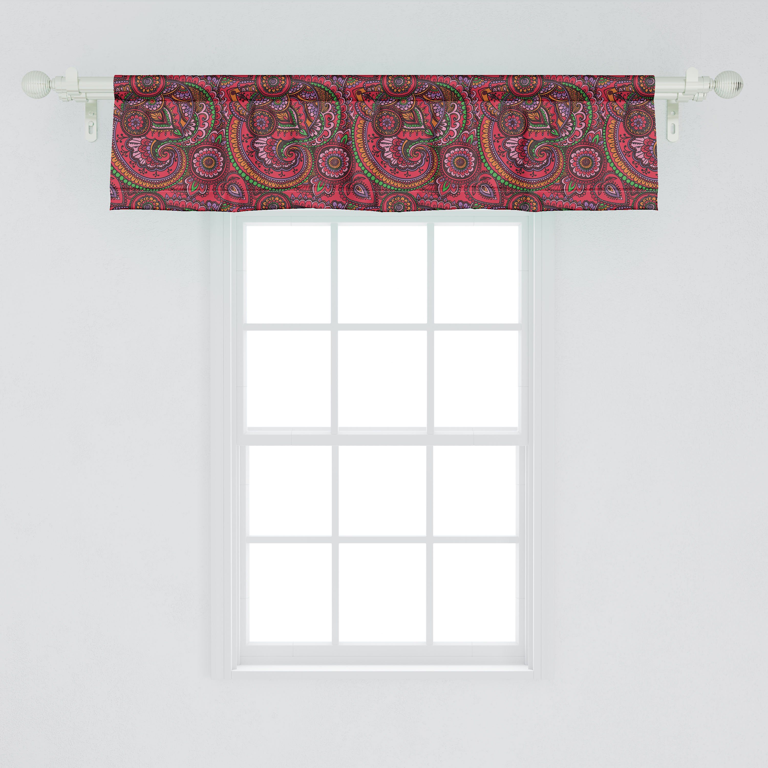 Stangentasche, Bunt Microfaser, Schlafzimmer Traditionelle Volant Abakuhaus, Vorhang Küche mit für Dekor Scheibengardine Kunst