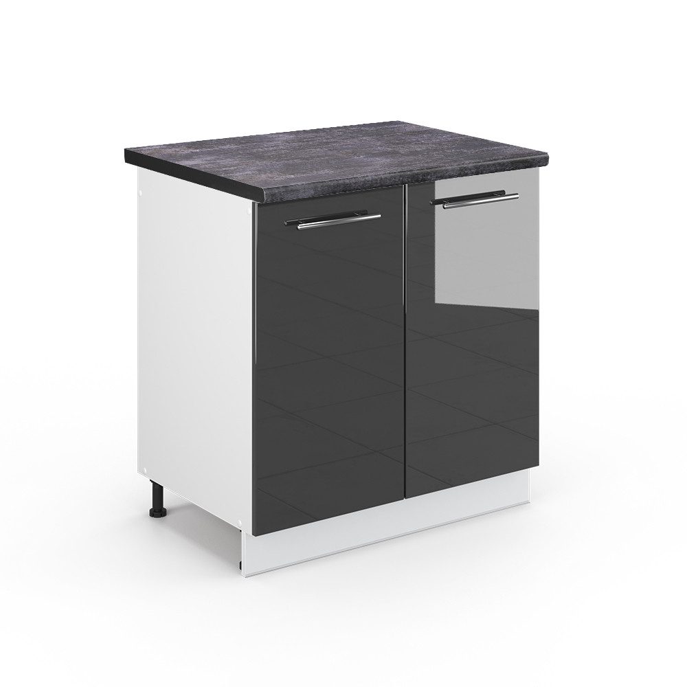 Vicco Spülenunterschrank Fame-Line Anthrazit Hochglanz/Weiß 80 cm AP Anthra günstig online kaufen