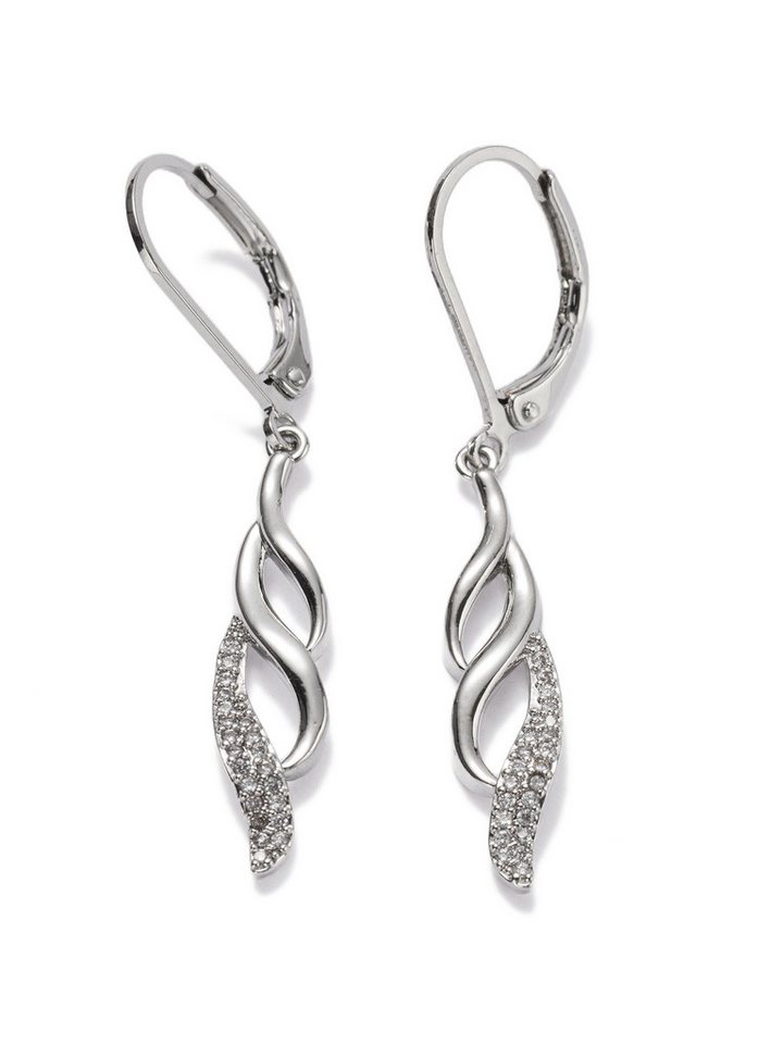 Aniston JEWELRY & WATCHES Paar Ohrhänger Schmuck Geschenk Kupfer Ohrschmuck Ohrringe wellenförmig, Made in Germany - mit Glasstein