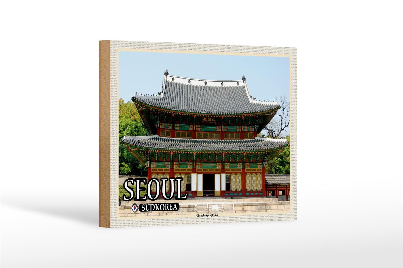 Femer GmbH Holzbild Reise 18x12 cm Seoul Südkorea Changdeokgung Palace, (1 St), Glatte Holzfaserplatte (MDF), vorn beschichtet