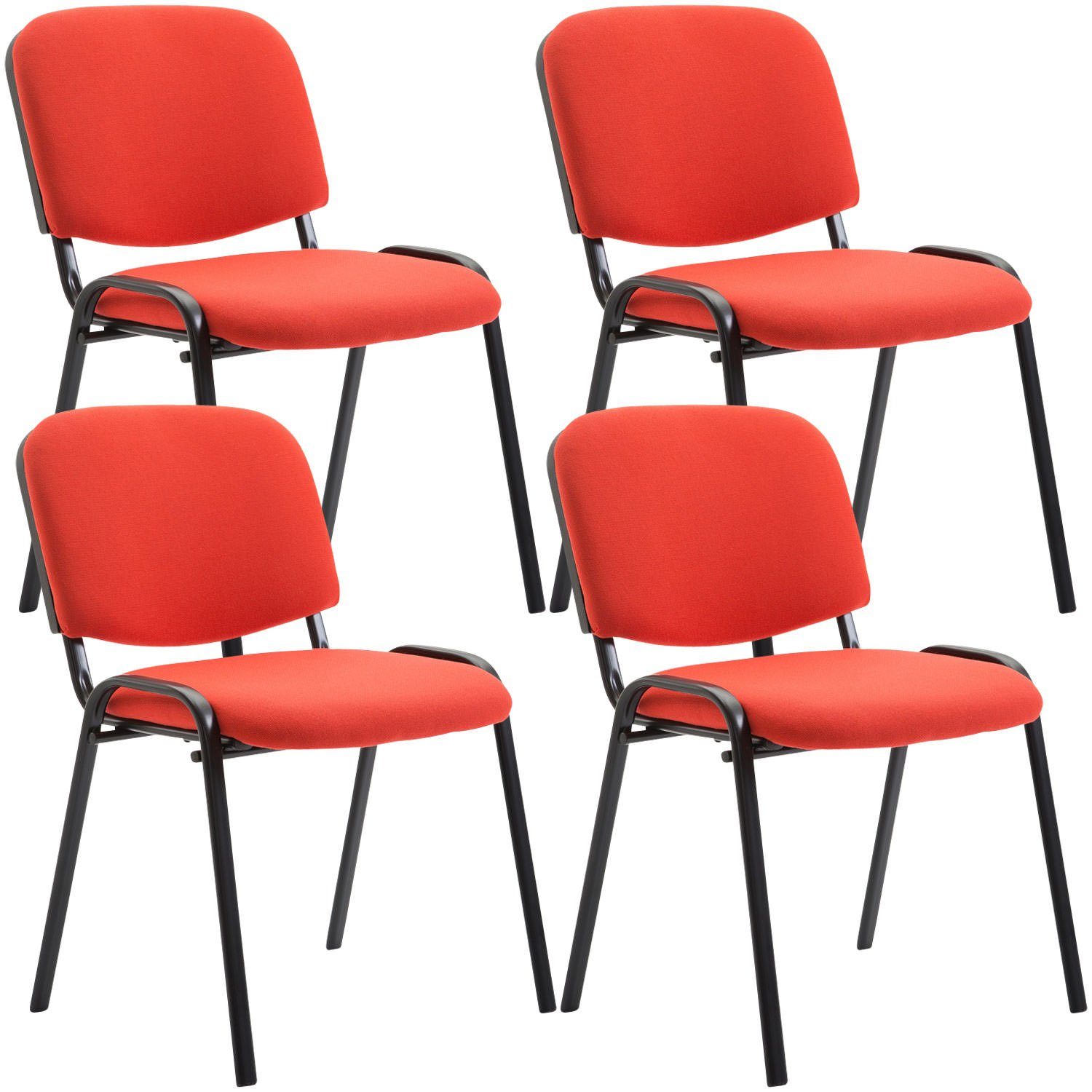 TPFLiving Besucherstuhl Keen mit hochwertiger Polsterung - Konferenzstuhl (Besprechungsstuhl - Warteraumstuhl - Messestuhl, 4 St), Gestell: Metall schwarz - Sitzfläche: Stoff rot