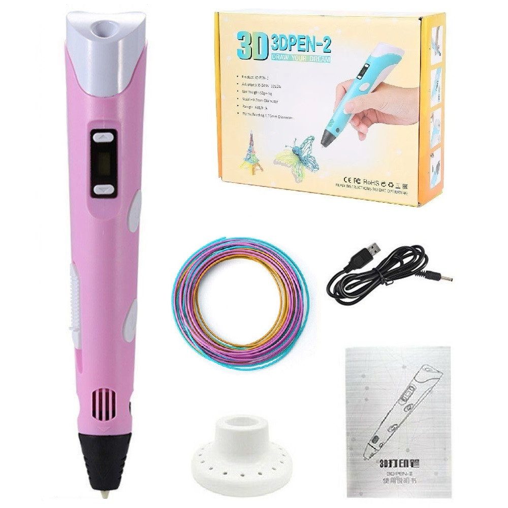 Wisam 3D-Drucker-Stift Set Rosa für Kinder Erwachsene mit 3 Farben 1.75mm PLA Filament – Bild 2 von 5