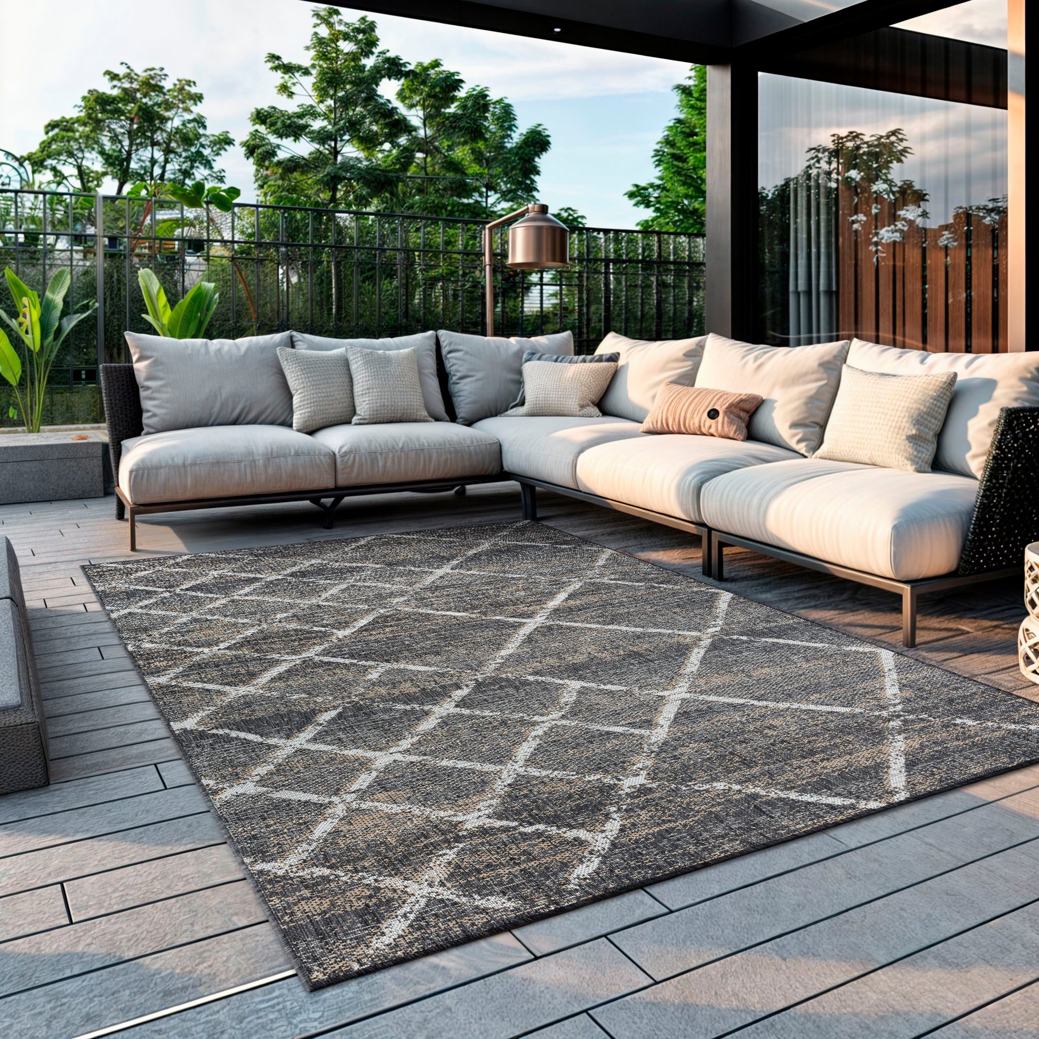 OTTO home Outdoorteppich Sorren, LAGERRÄUMUNG!, rechteckig, Höhe: 8 mm, Rauten Muster, In- und Outdoor geeignet, Terrasse & Balkon
