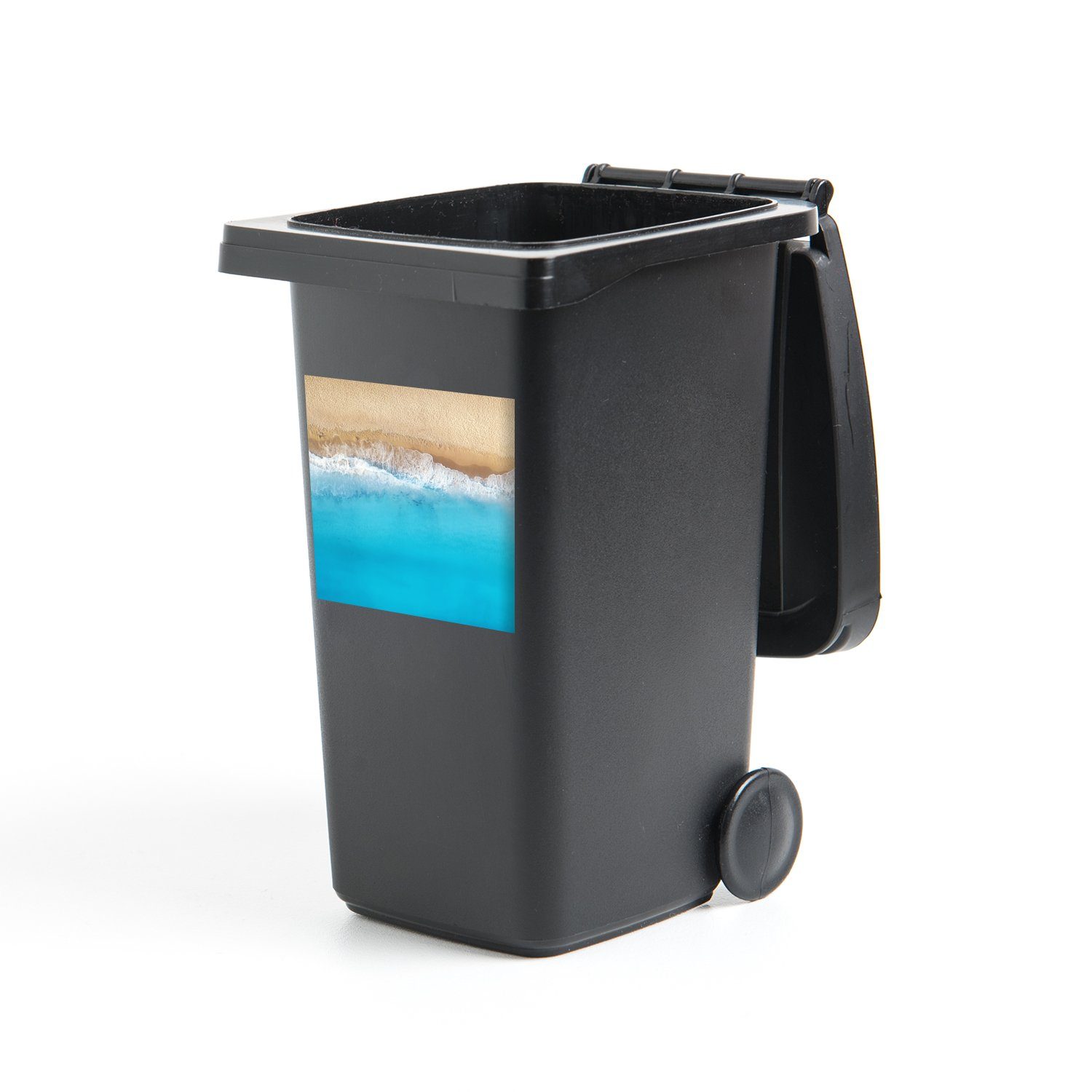 MuchoWow Wandsticker Strand - Wasser - Blau (1 St), Mülleimer-aufkleber, Mülltonne, Sticker, Container, Abfalbehälter | Wandtattoos