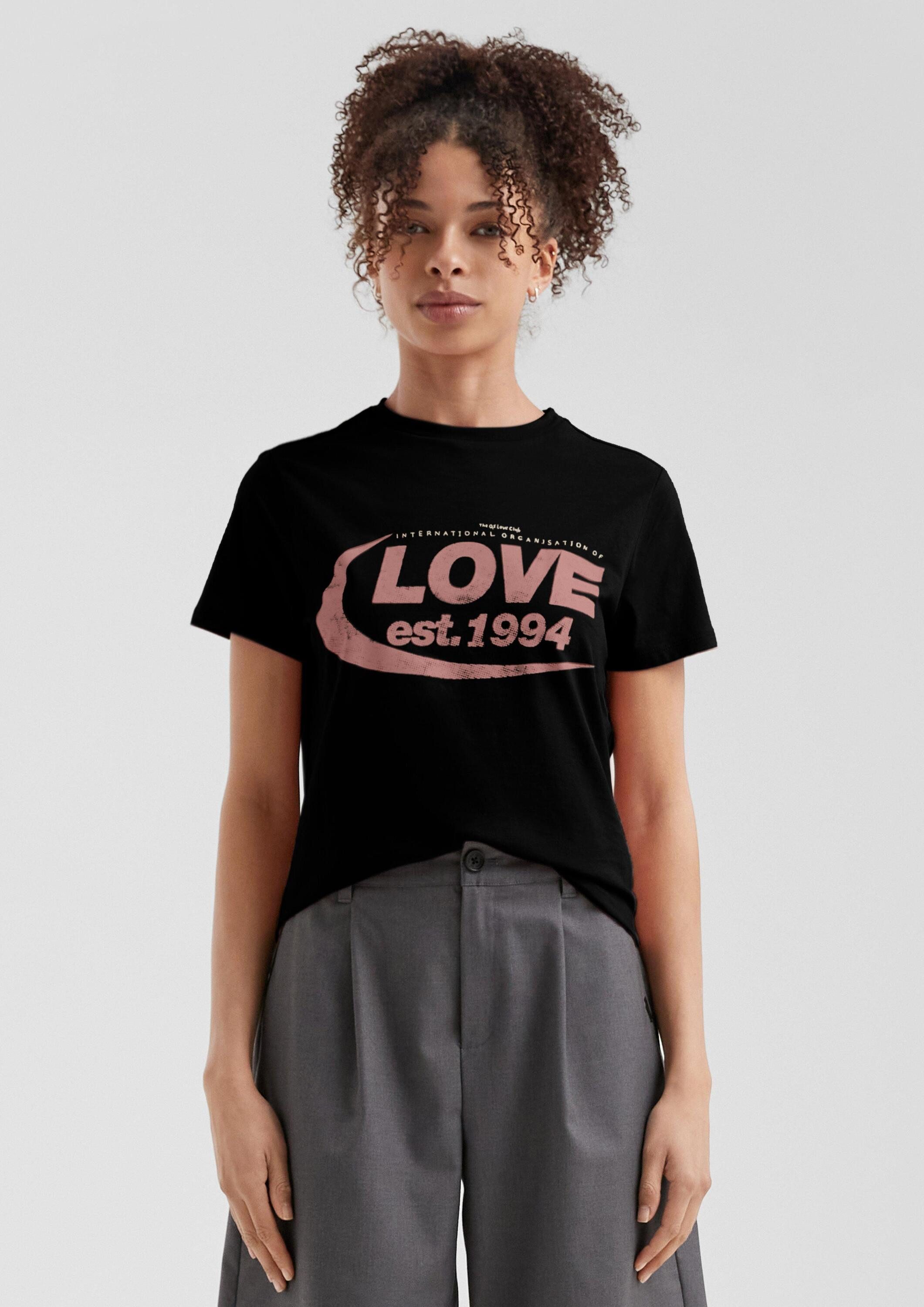 QS Kurzarmshirt T-Shirt Baumwollshirt mit Frontprint günstig online kaufen