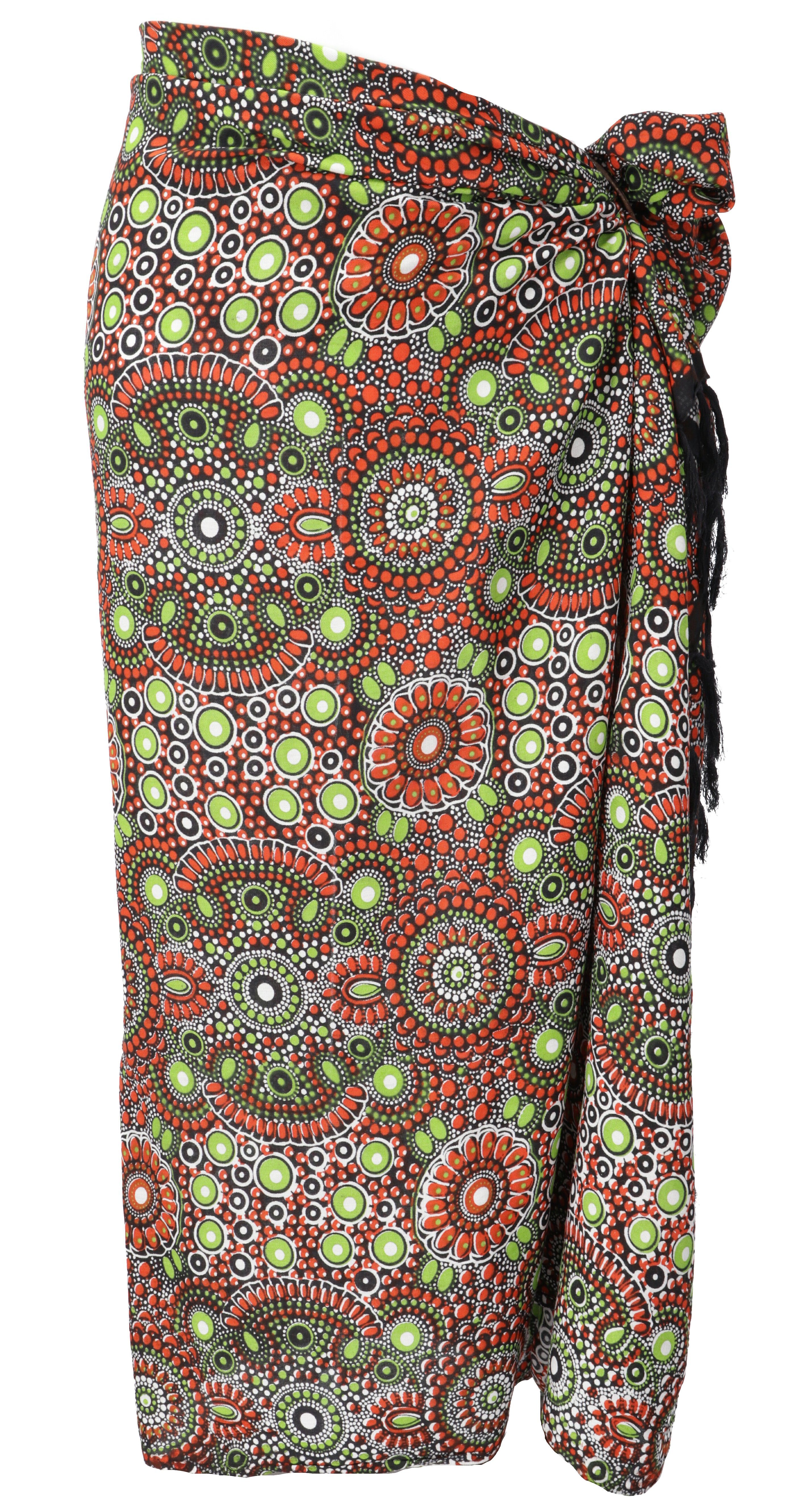 Guru-Shop Sarong Bali Sarong, Wandtuch, Wickelrock, Sarongkleid.. orange/grün