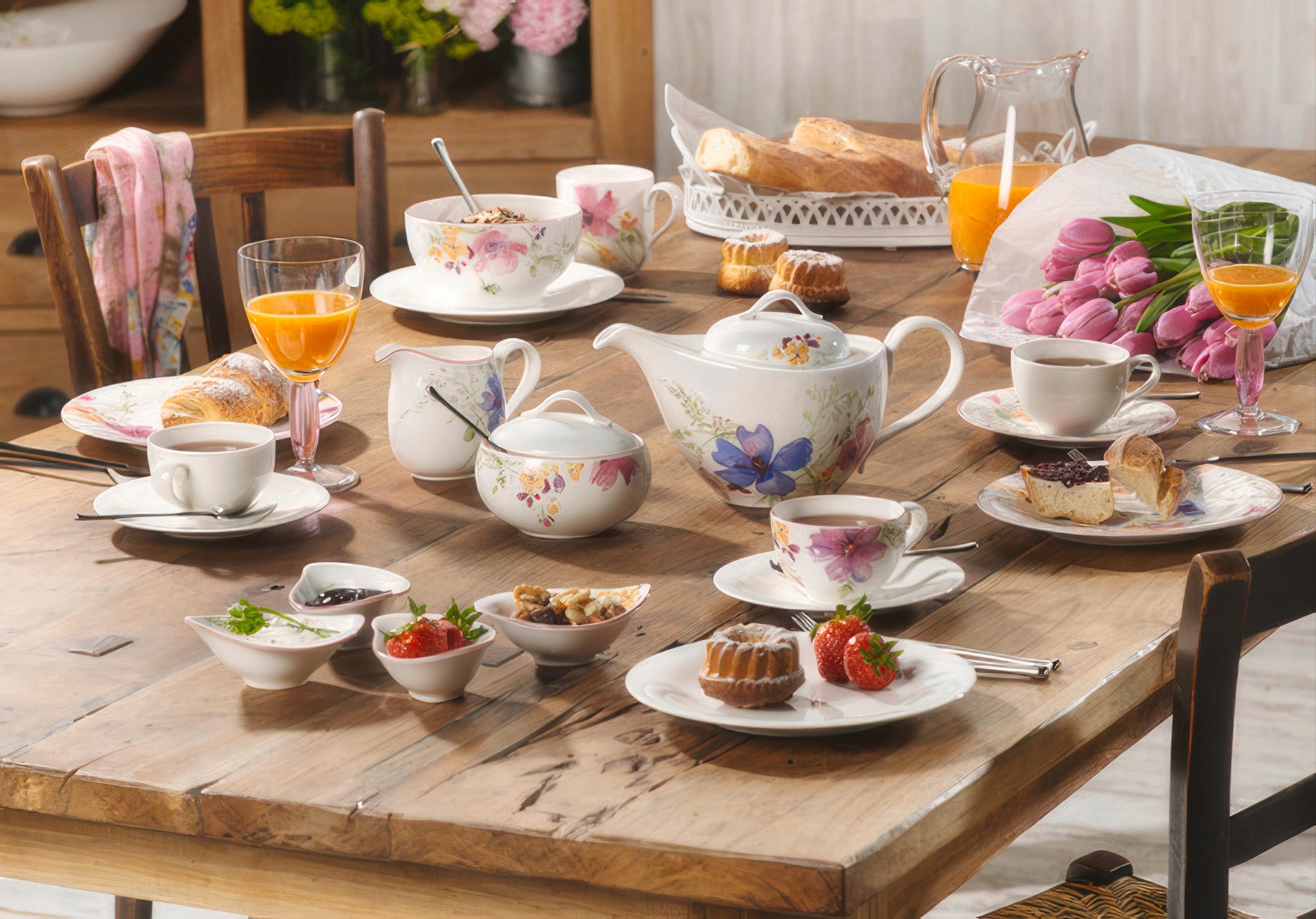 Villeroy & Boch Untertasse Mariefleur Gris, Spülmaschinengeeignet, Mehrfarbig, Blumen, H: 1.5cm