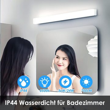 LETGOSPT LED Spiegelleuchte LED Spiegelleuchte Badleuchte Badlampe Spiegellampe badezimmer, LED fest integriert, Tageslichtweiß, 40 60 90cm Badezimmer Lampe 18W 1620lm, LED Make-up Light