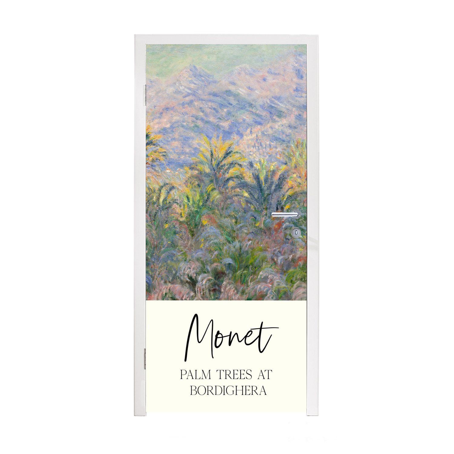 MuchoWow Türtapete Monet - Kunst - Palmen in Bordighera, Matt, bedruckt, (1 St), Fototapete für Tür, Türaufkleber, 75x205 cm
