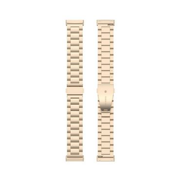 Wigento Smartwatch-Armband Für Fitbit Versa 4 + 3 / Sense 1 + 2 Stahl Metall Ersatz Armband Uhr