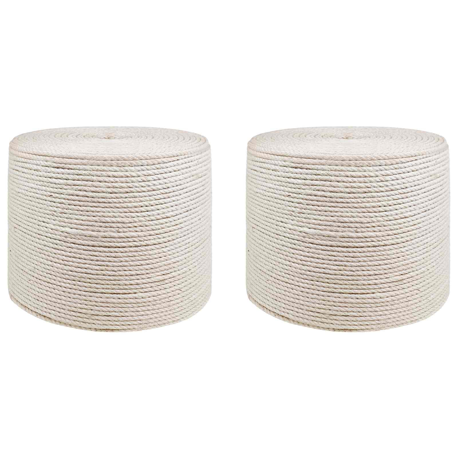 vidaXL Seil Juteschnur 2 pcs 2 Weiß 100% Tossa Jute (2-tlg)