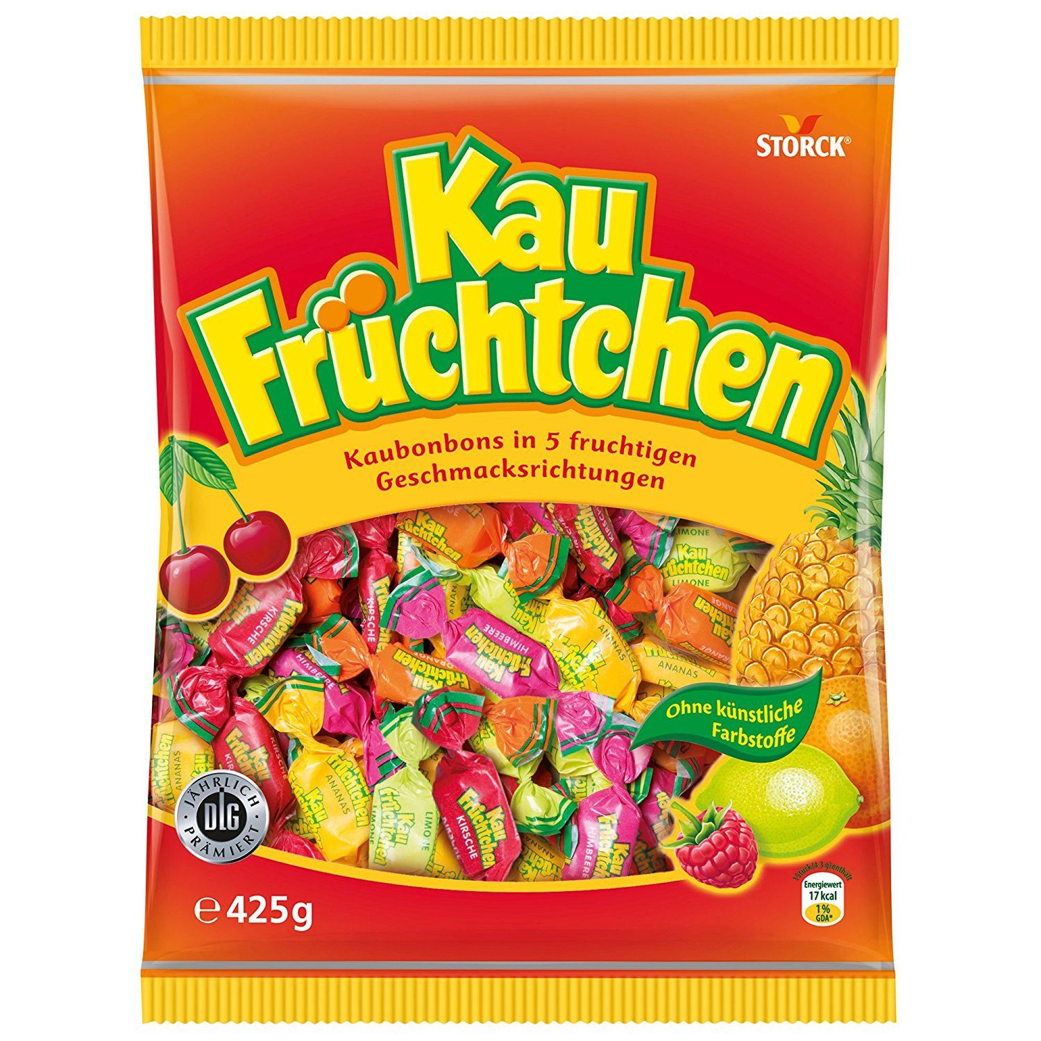 STORCK Süßigkeit, Storck Kau Früchtchen Kaubonbons in 5 Geschmacksrichtungen 425g