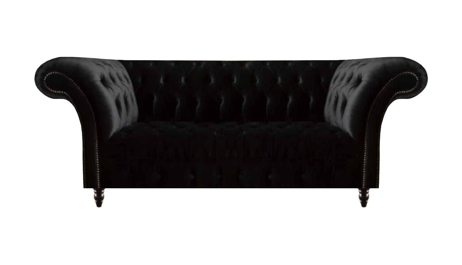 Xlmoebel Chesterfield-Sofa Schwarzes Chesterfield-Sofa aus hochwertigem Designerstoff, 3-Sitzer, Hergestellt in Europa