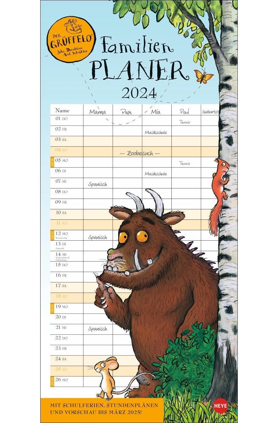 HEYE Wandkalender Der Grüffelo Familienplaner 2024. Witziger Kalender mit  den bekannt...
