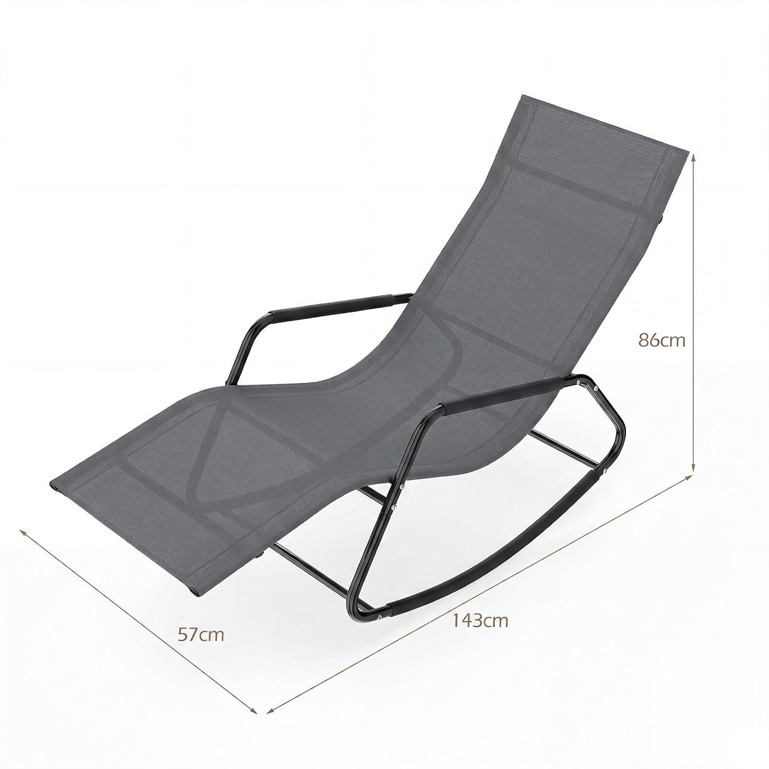 KOMFOTTEU Schaukelstuhl Gartenliege Relaxliege Sonnenliege, aus atmungsaktivem Stoff, bis 160 kg belastbar