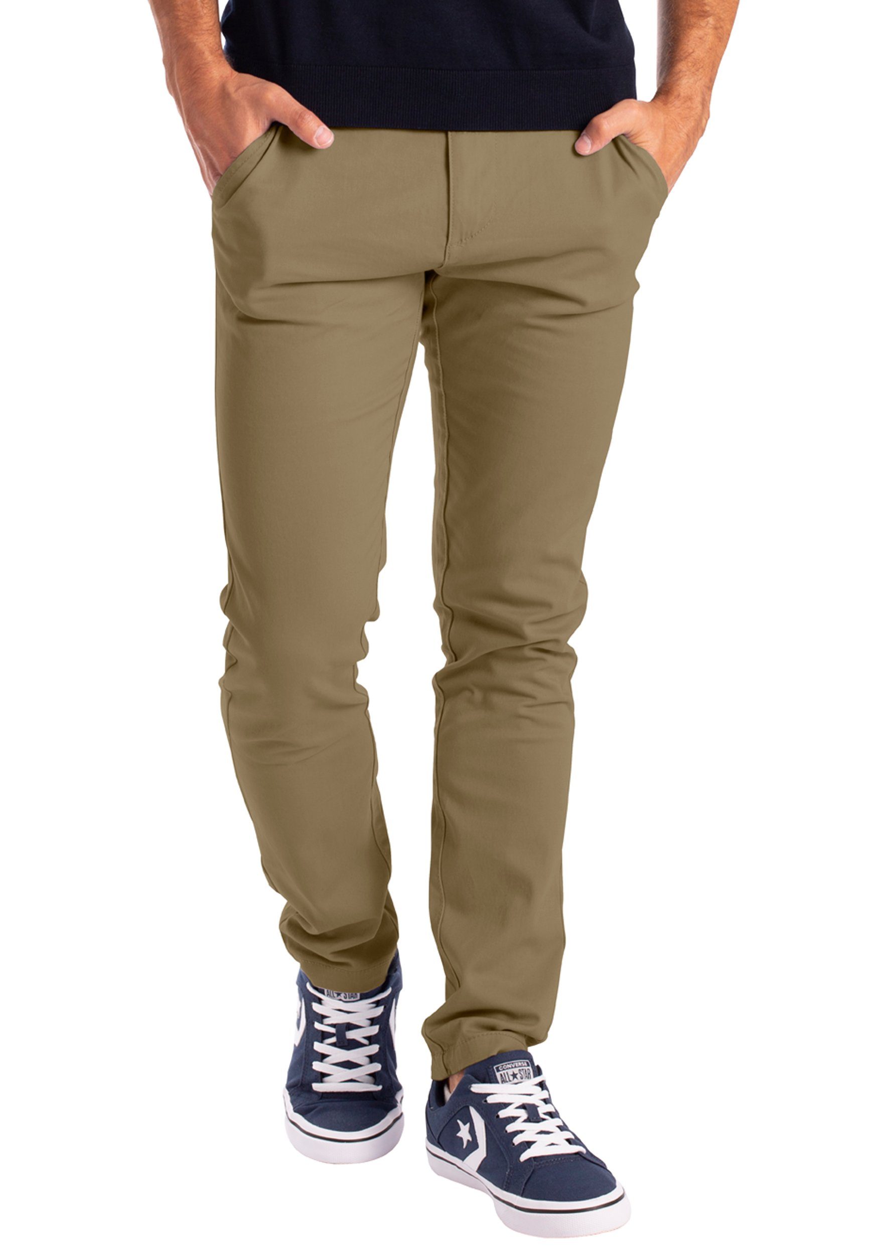 BlauerHafen Chinohose Herren Chino Hose Stretch Stoff Chinohose Slim Fit Casual Trousers 4 Taschen (2 Vorder- und 2 Gesäßtaschen)