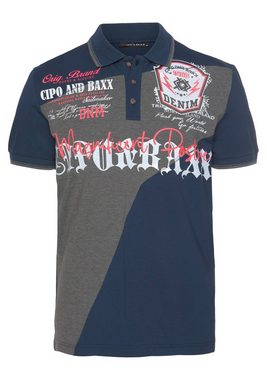 Cipo & Baxx Poloshirt mit diagonalem Einsatz