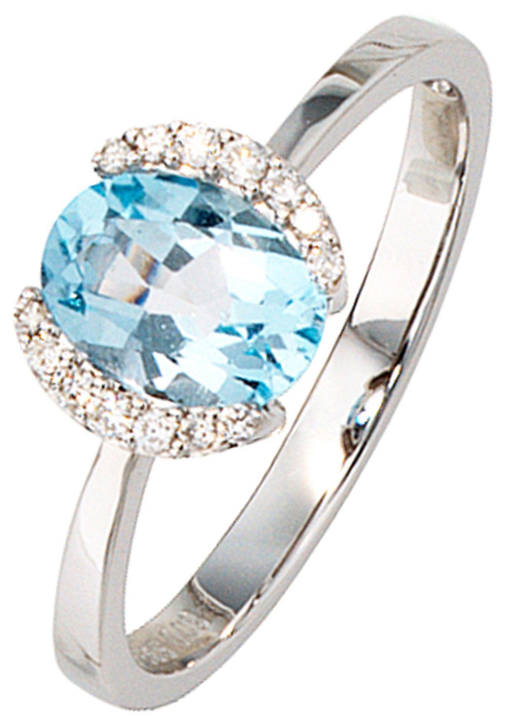 JOBO Diamantring, 585 Weißgold mit Blautopas günstig online kaufen